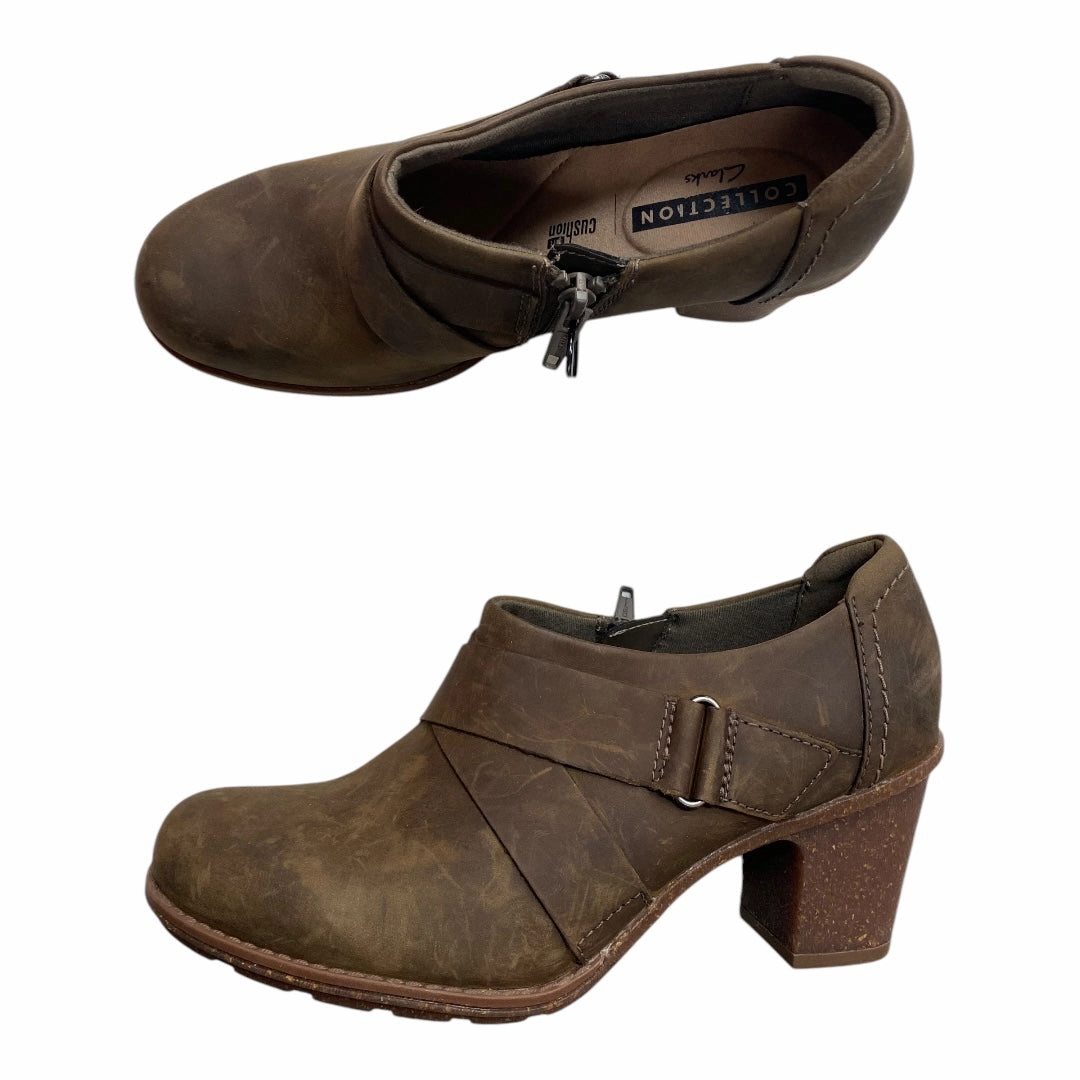 Shoes Heels Block By Clarks In Brown, Size: 7.5 Clarks leather shoes for daily wear