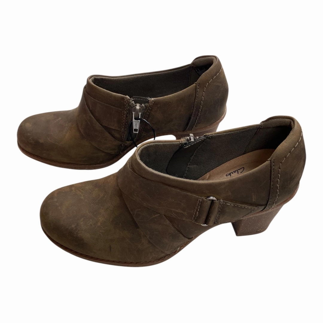 Shoes Heels Block By Clarks In Brown, Size: 7.5 Leather Footwear
