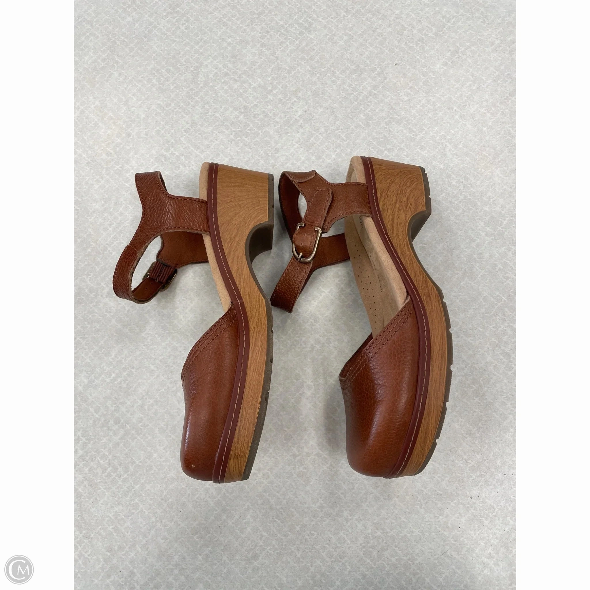 Shoes Heels Block By Clarks In Brown, Size: 8.5 Leather Footwear