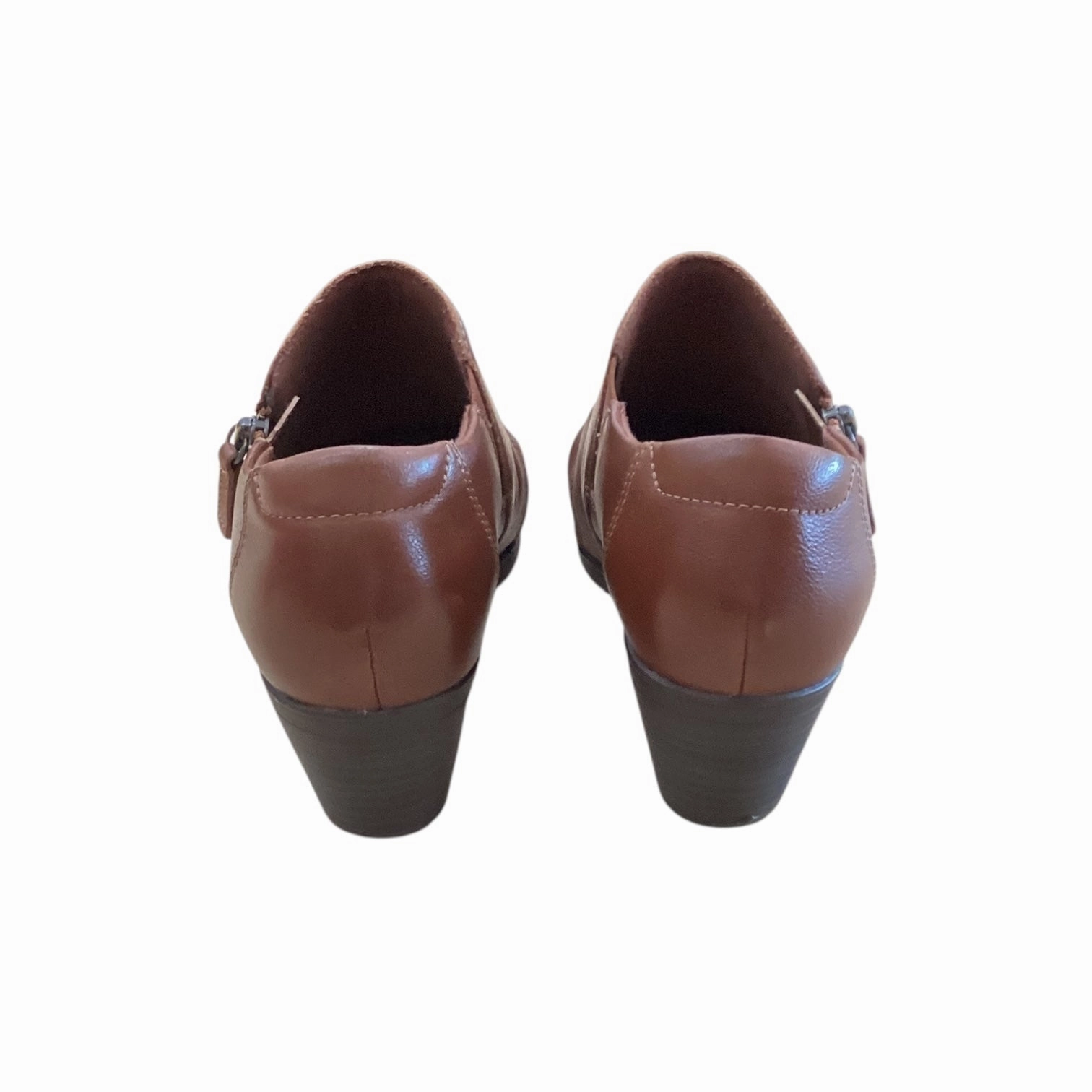 Shoes Heels Block By Clarks In Brown, Size:8 Leather Footwear
