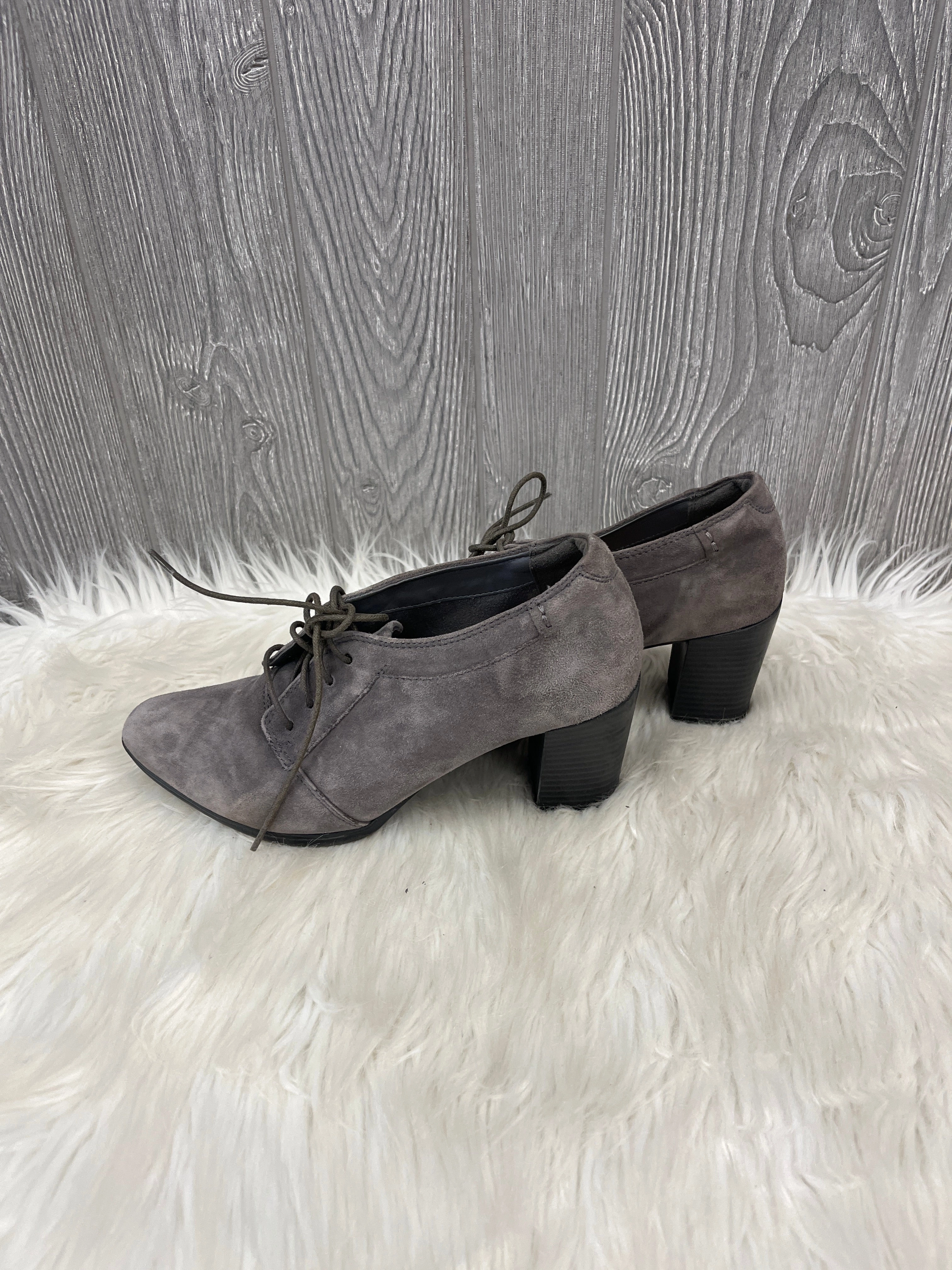 Shoes Heels Block By Clarks In Grey, Size: 8 Leather Footwear