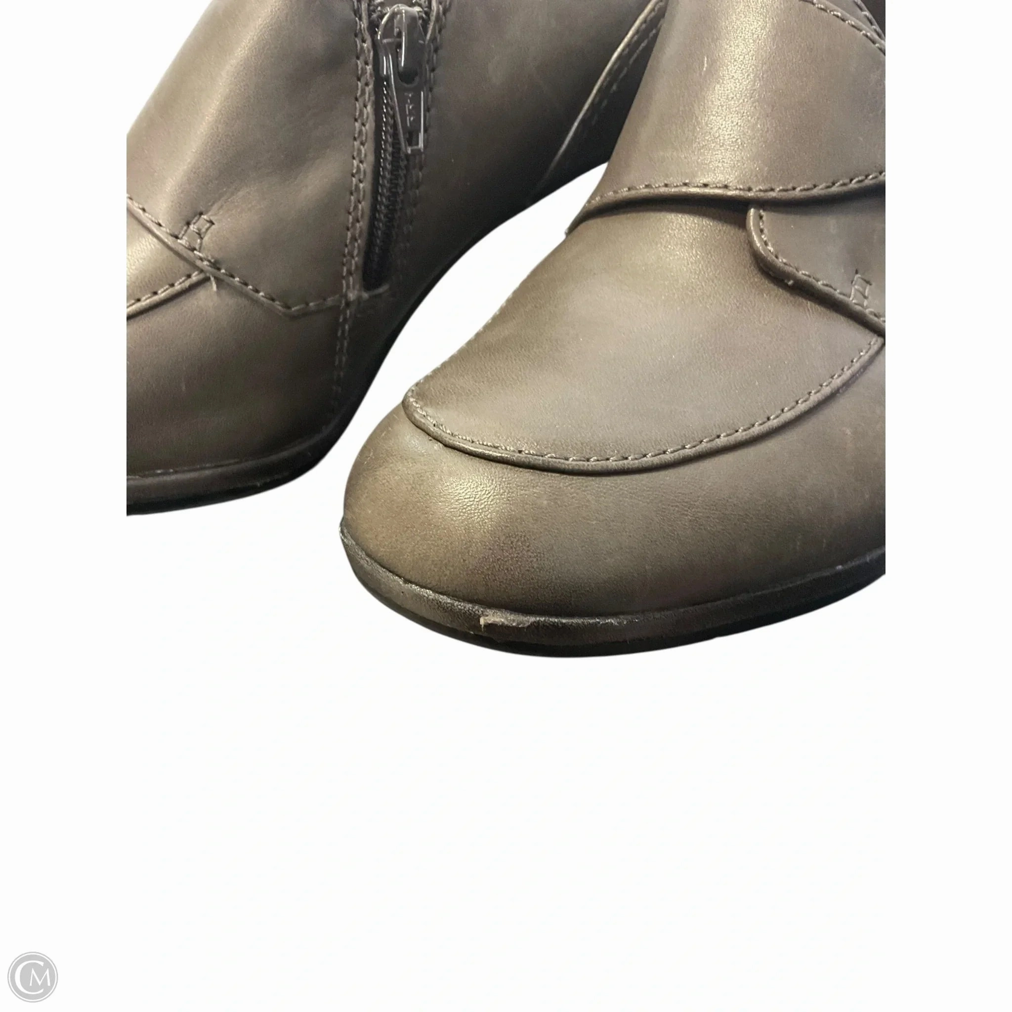 Shoes Heels Block By Clarks In Grey, Size: 9 Leather Footwear