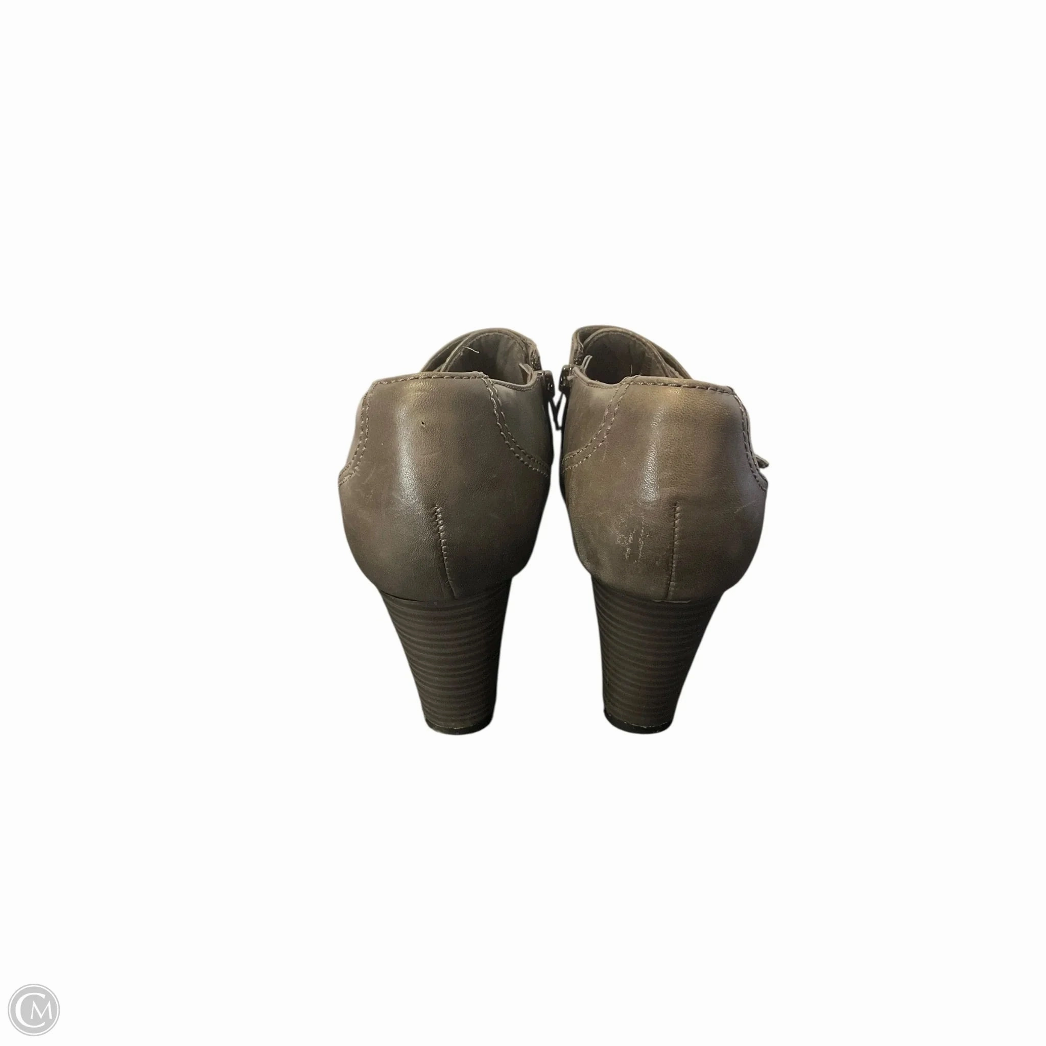 Shoes Heels Block By Clarks In Grey, Size: 9 Leather Footwear