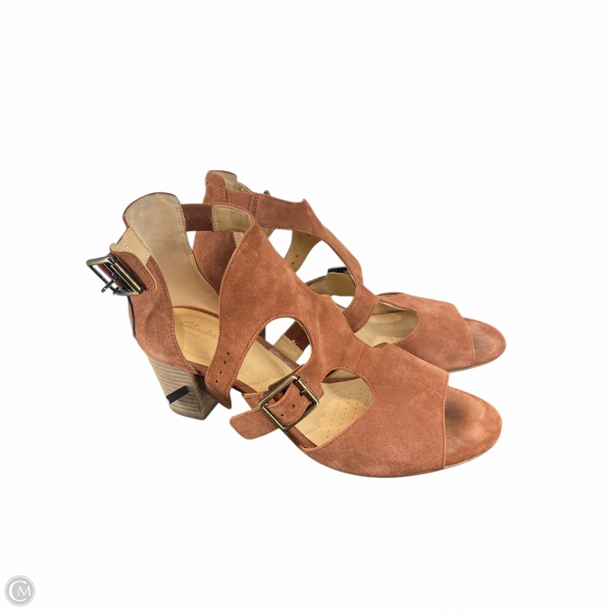 Shoes Heels Block By Clarks In Maroon, Size: 8.5 Leather Footwear