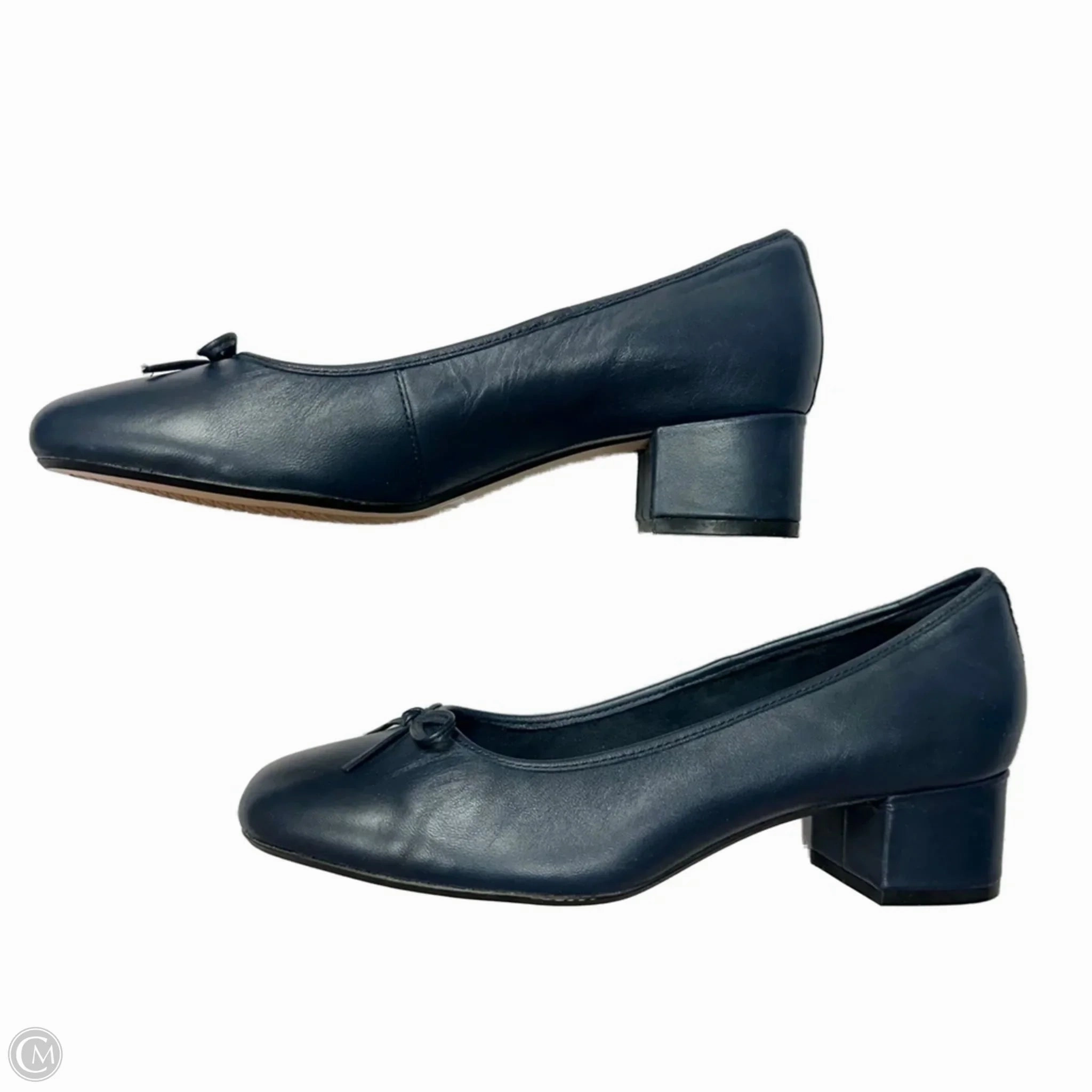 Shoes Heels Block By Clarks In Navy, Size: 9 Leather Footwear