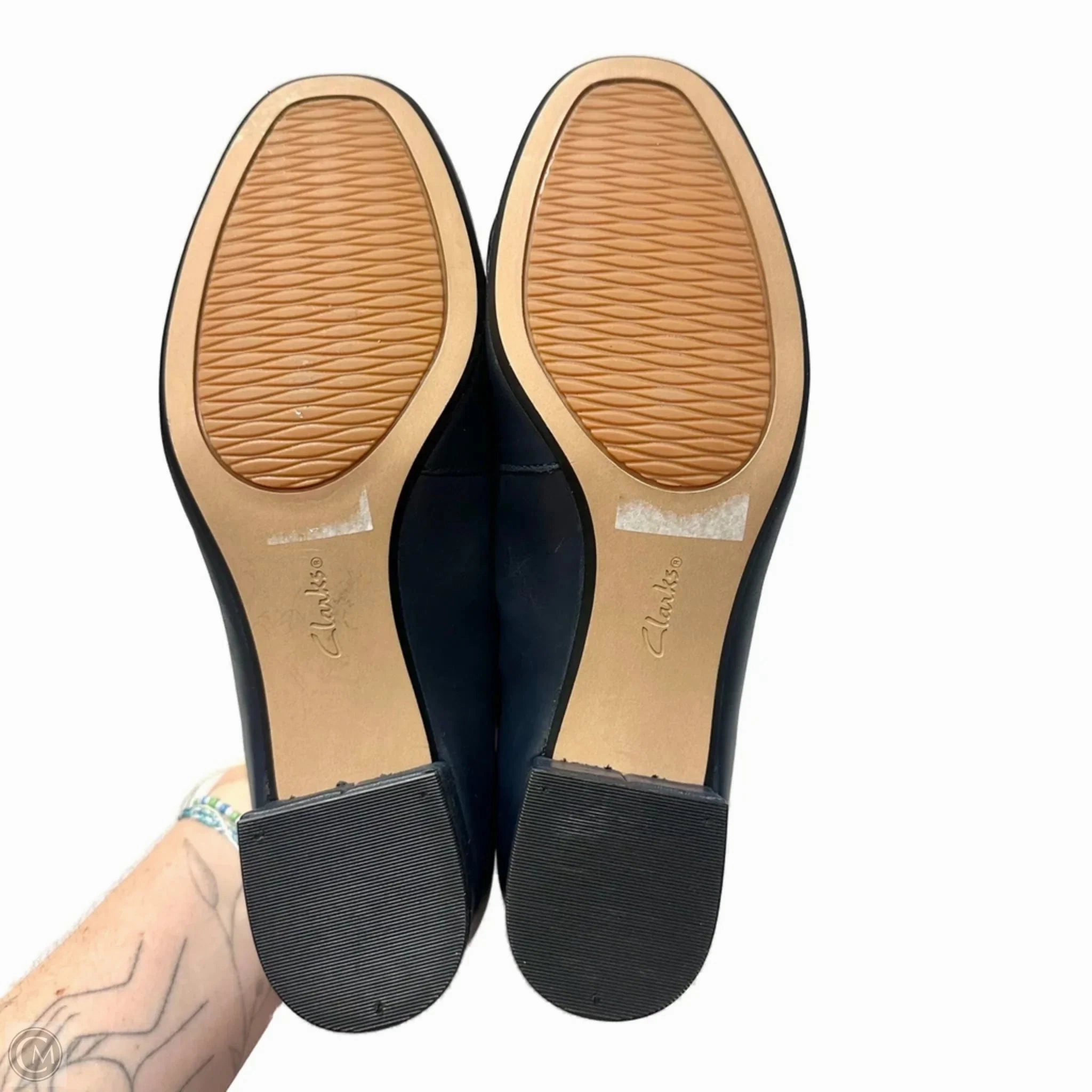 Shoes Heels Block By Clarks In Navy, Size: 9 Leather Footwear