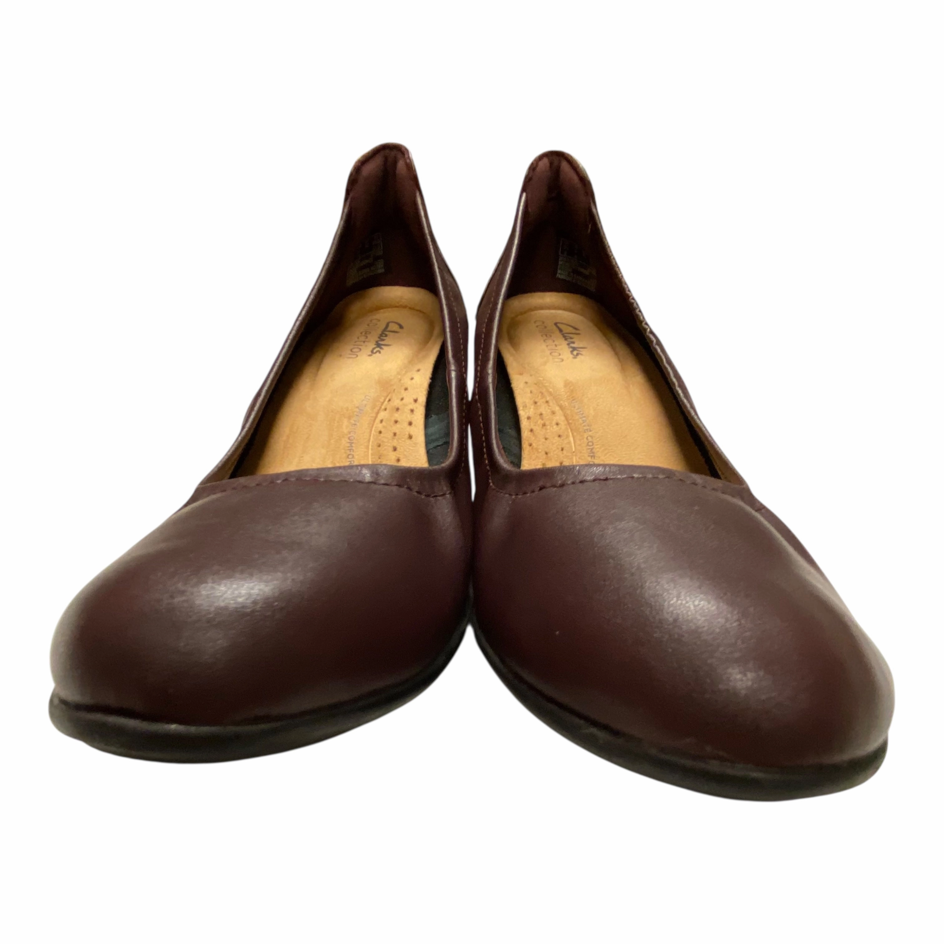 Shoes Heels Block By Clarks In Purple, Size:6.5 Leather Footwear