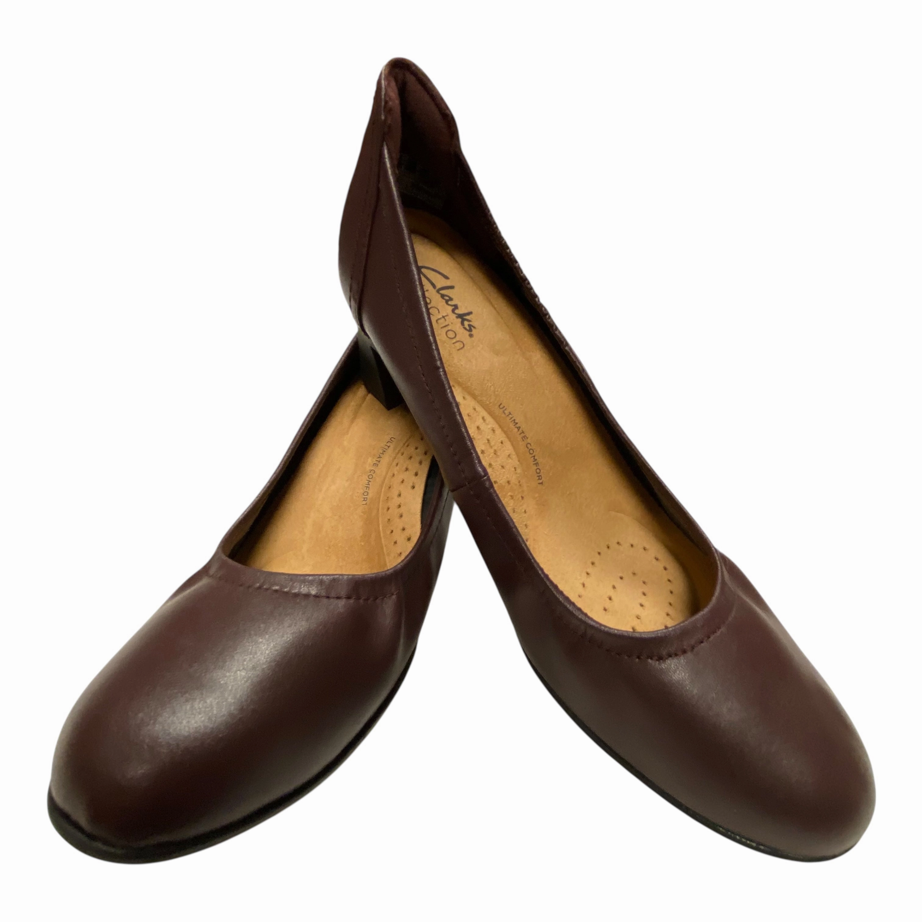 Shoes Heels Block By Clarks In Purple, Size:6.5 Leather Footwear