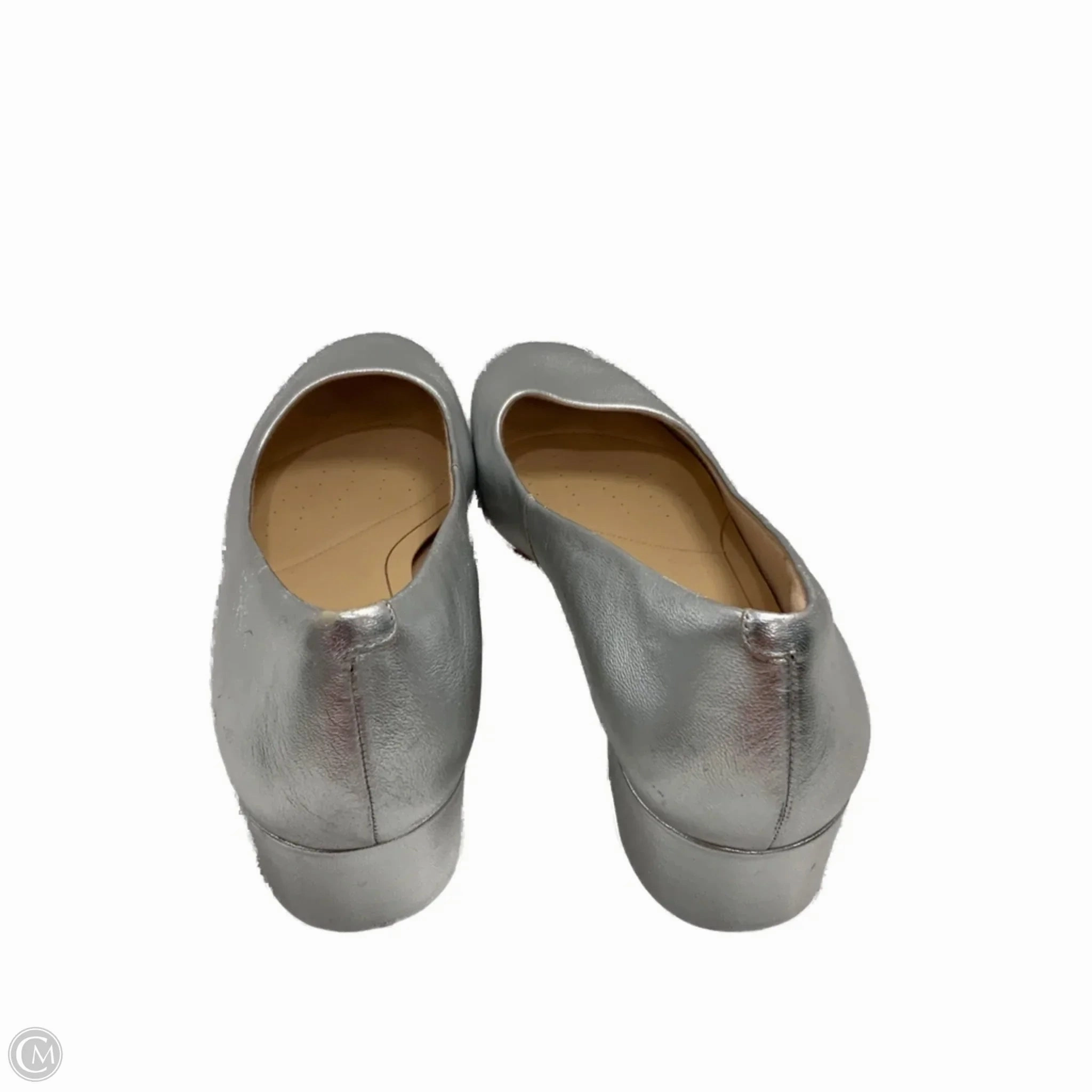 Shoes Heels Block By Clarks In Silver, Size: 8.5 Leather Footwear