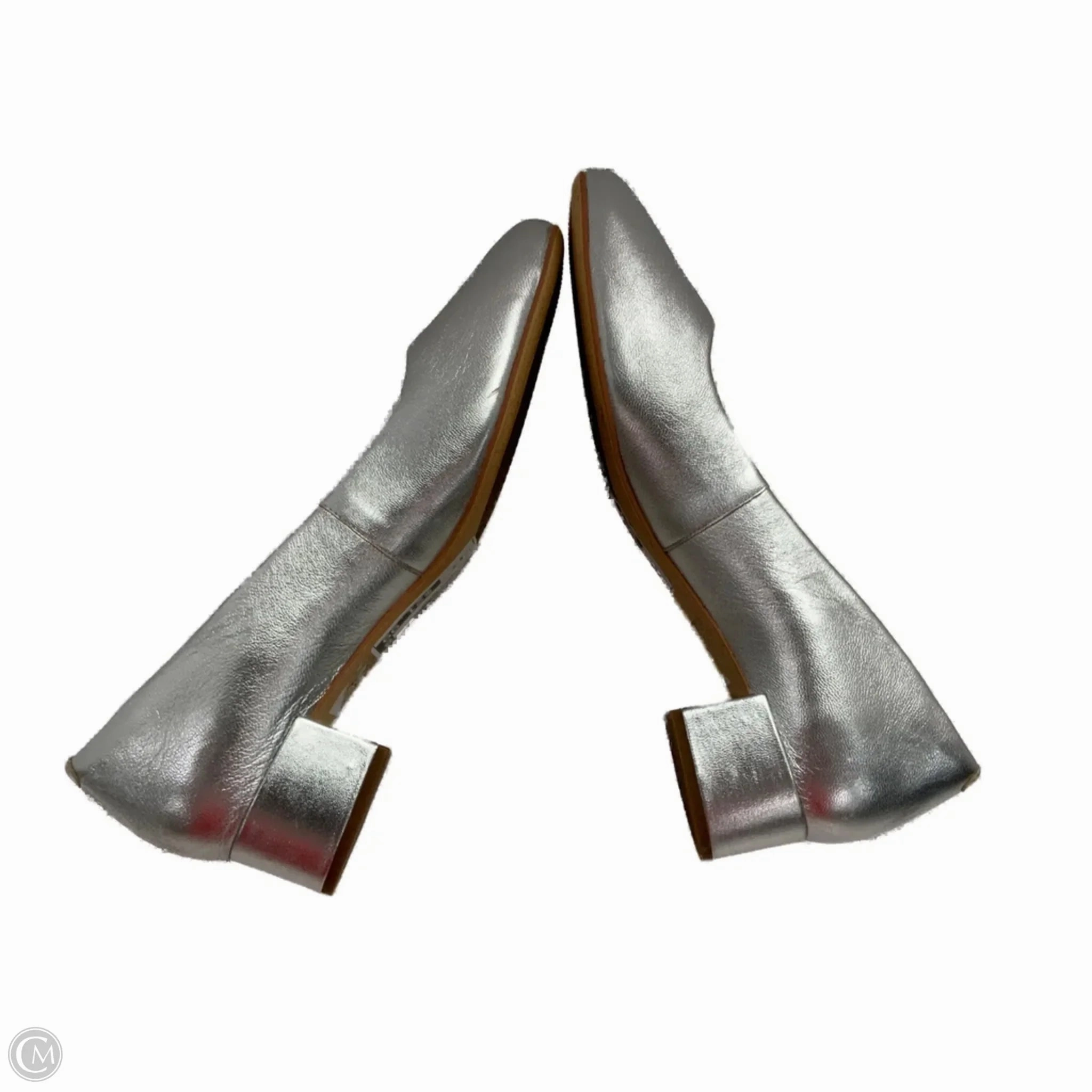 Shoes Heels Block By Clarks In Silver, Size: 8.5 Leather Footwear