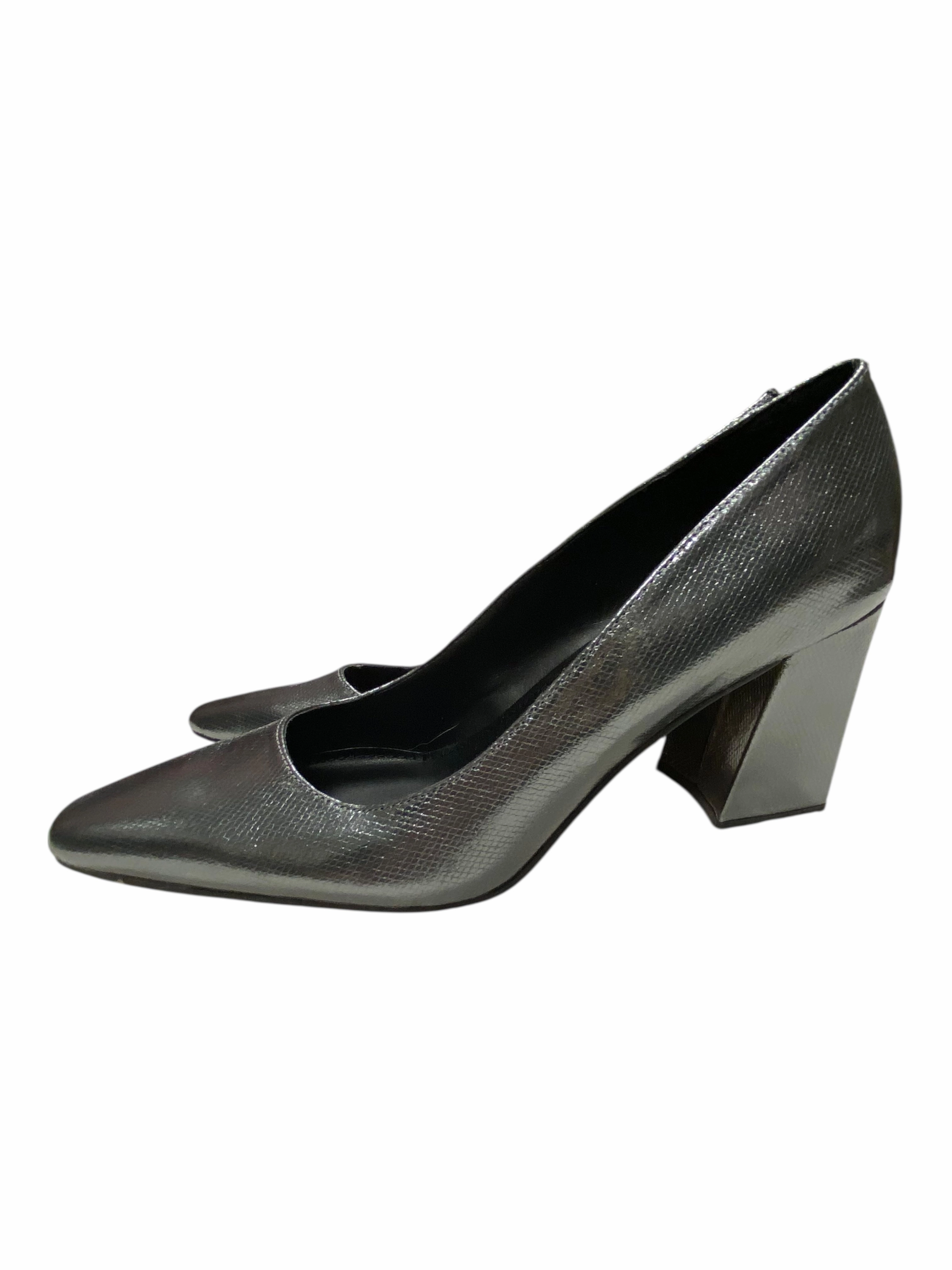Shoes Heels Block By Marc Fisher In Silver, Size:8.5 Fashion Heels