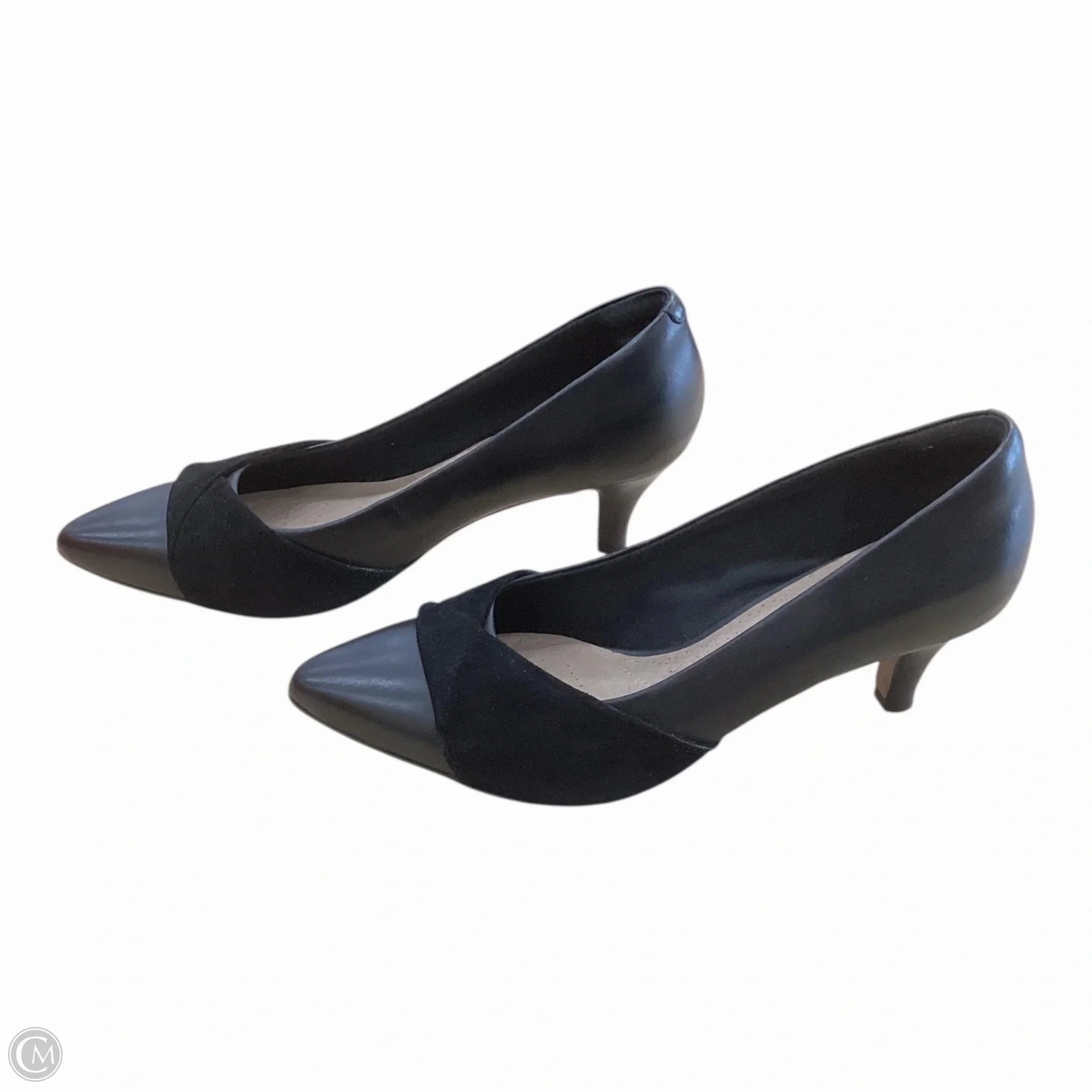 Shoes Heels Kitten By Clarks In Black, Size: 7.5 Leather Footwear