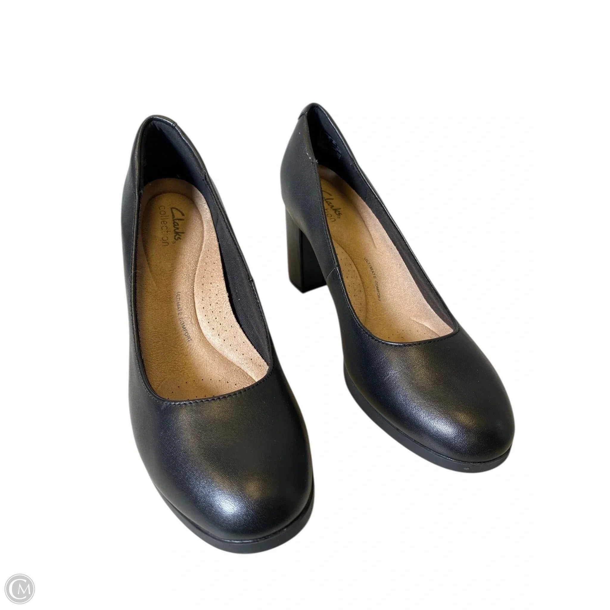 Shoes Heels Platform By Clarks In Black, Size: 8.5 Leather Footwear