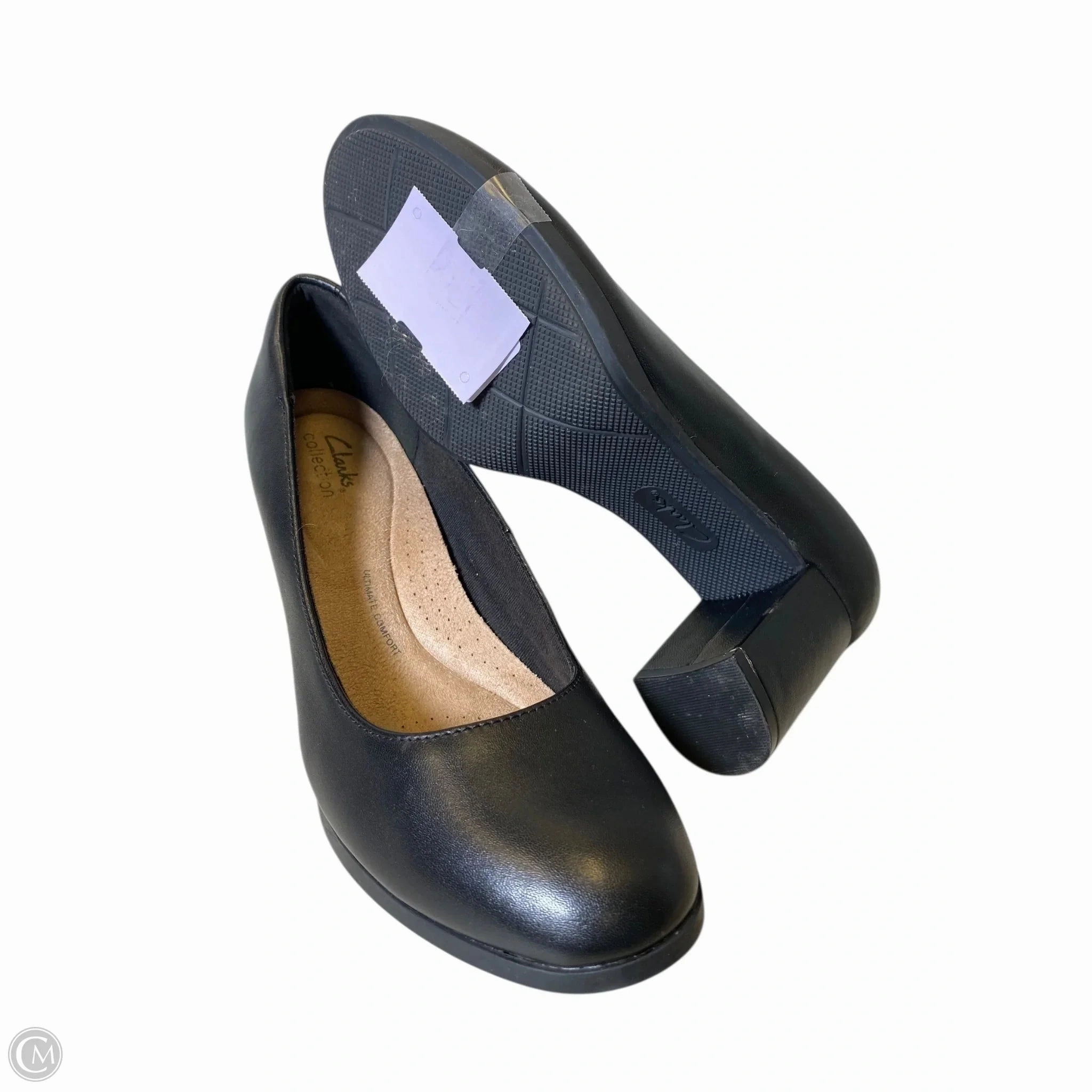 Shoes Heels Platform By Clarks In Black, Size: 8.5 Leather Footwear