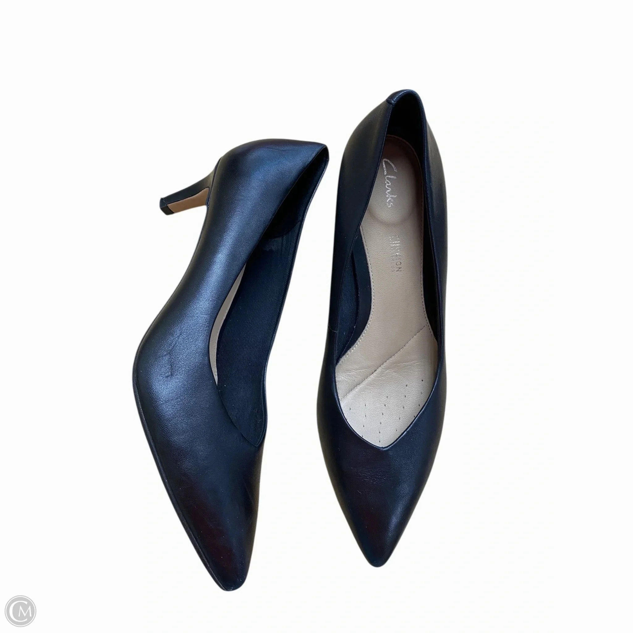Shoes Heels Stiletto By Clarks In Black, Size: 8.5 Leather Footwear