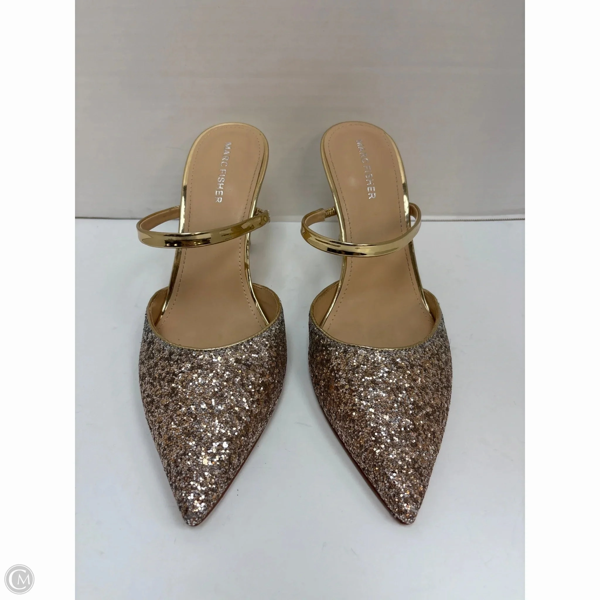 Shoes Heels Stiletto By Marc Fisher In Gold, Size: 9.5 Marc Fisher fashion shoes with block heels
