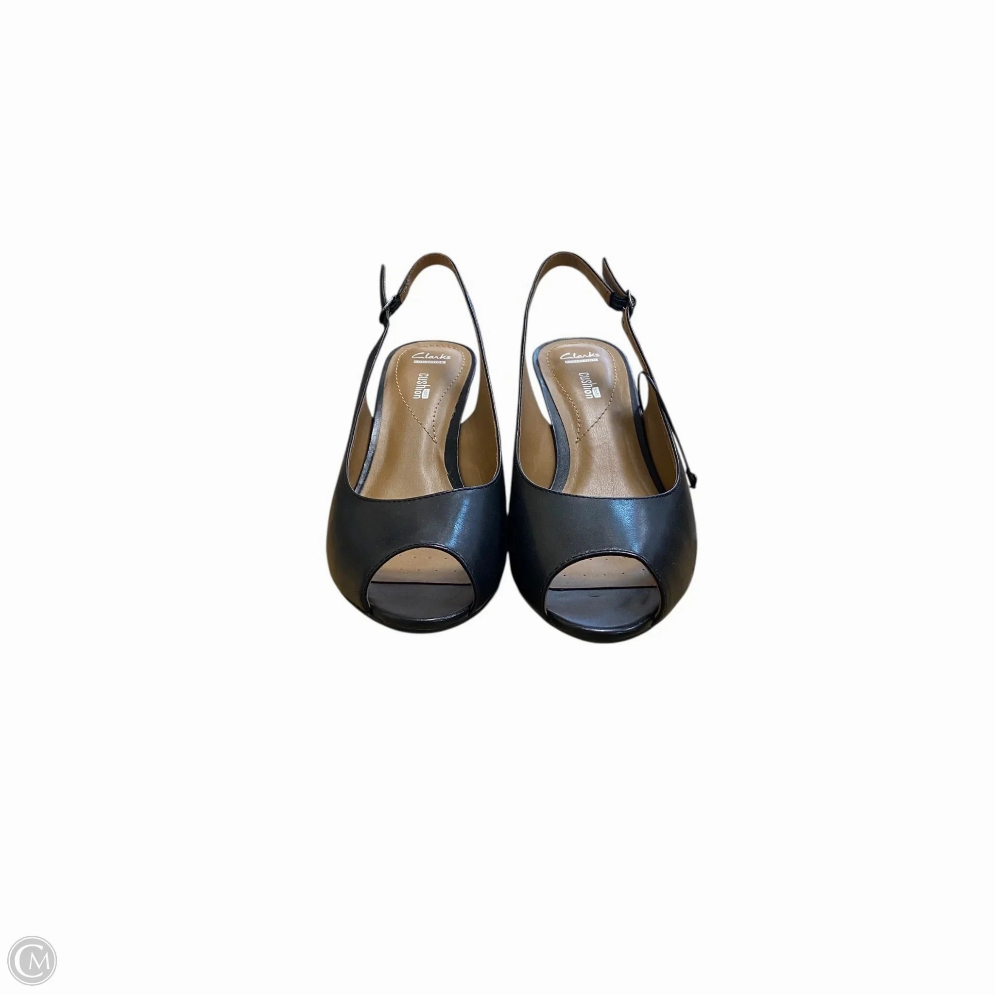 Shoes Heels Wedge By Clarks In Black, Size: 10 Leather Footwear