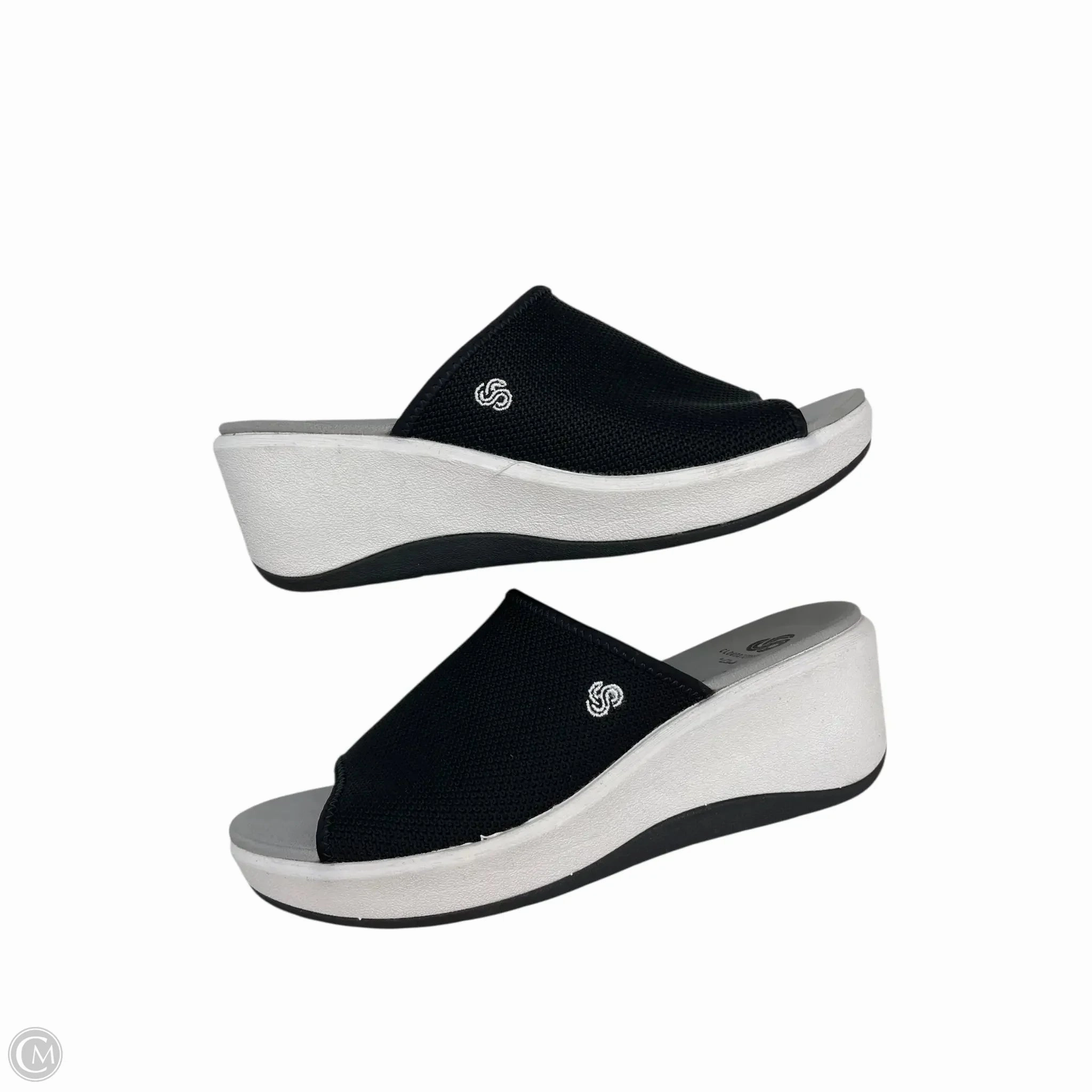 Shoes Heels Wedge By Clarks In Black, Size: 6.5 Leather Footwear