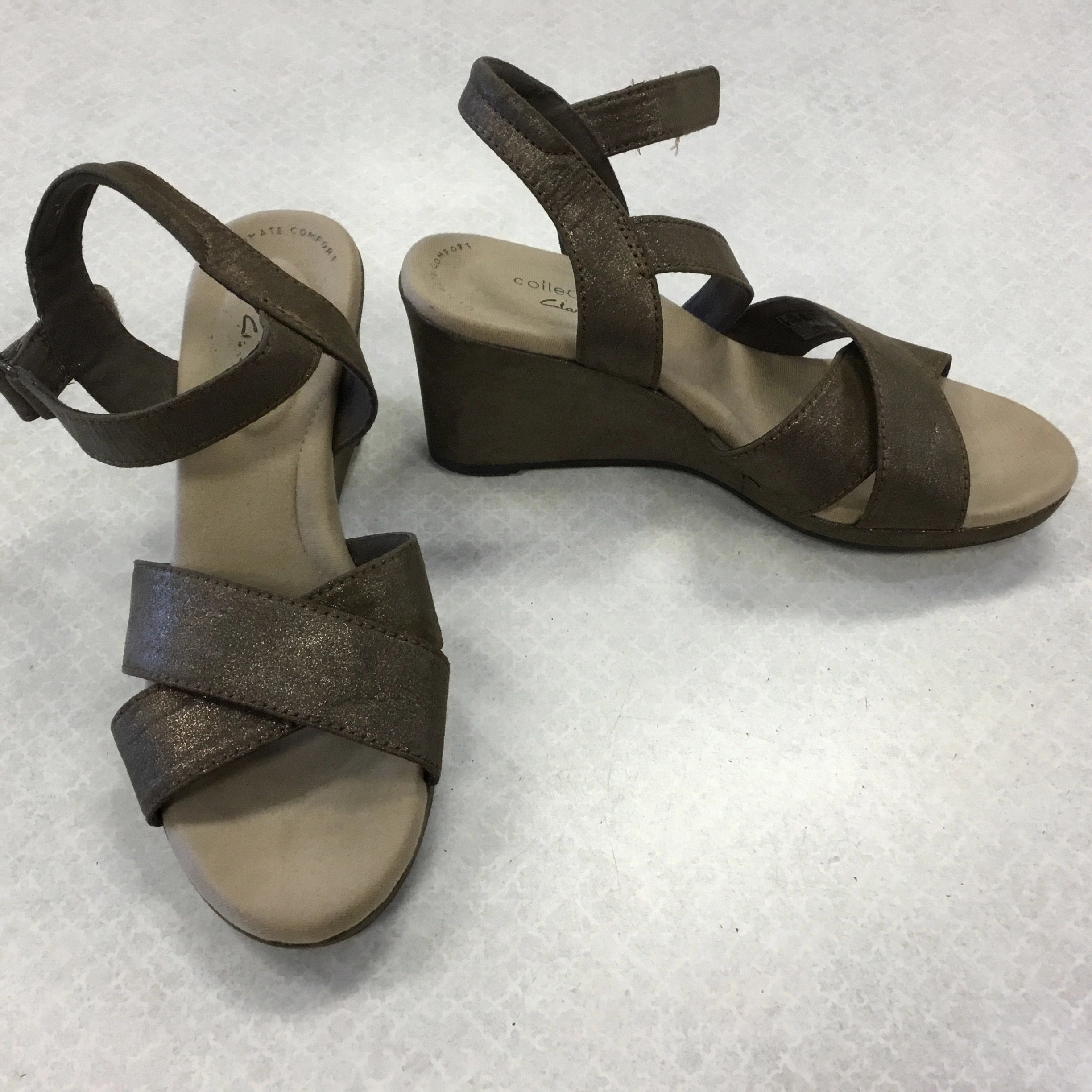 Shoes Heels Wedge By Clarks In Brown, Size: 6 Leather Footwear