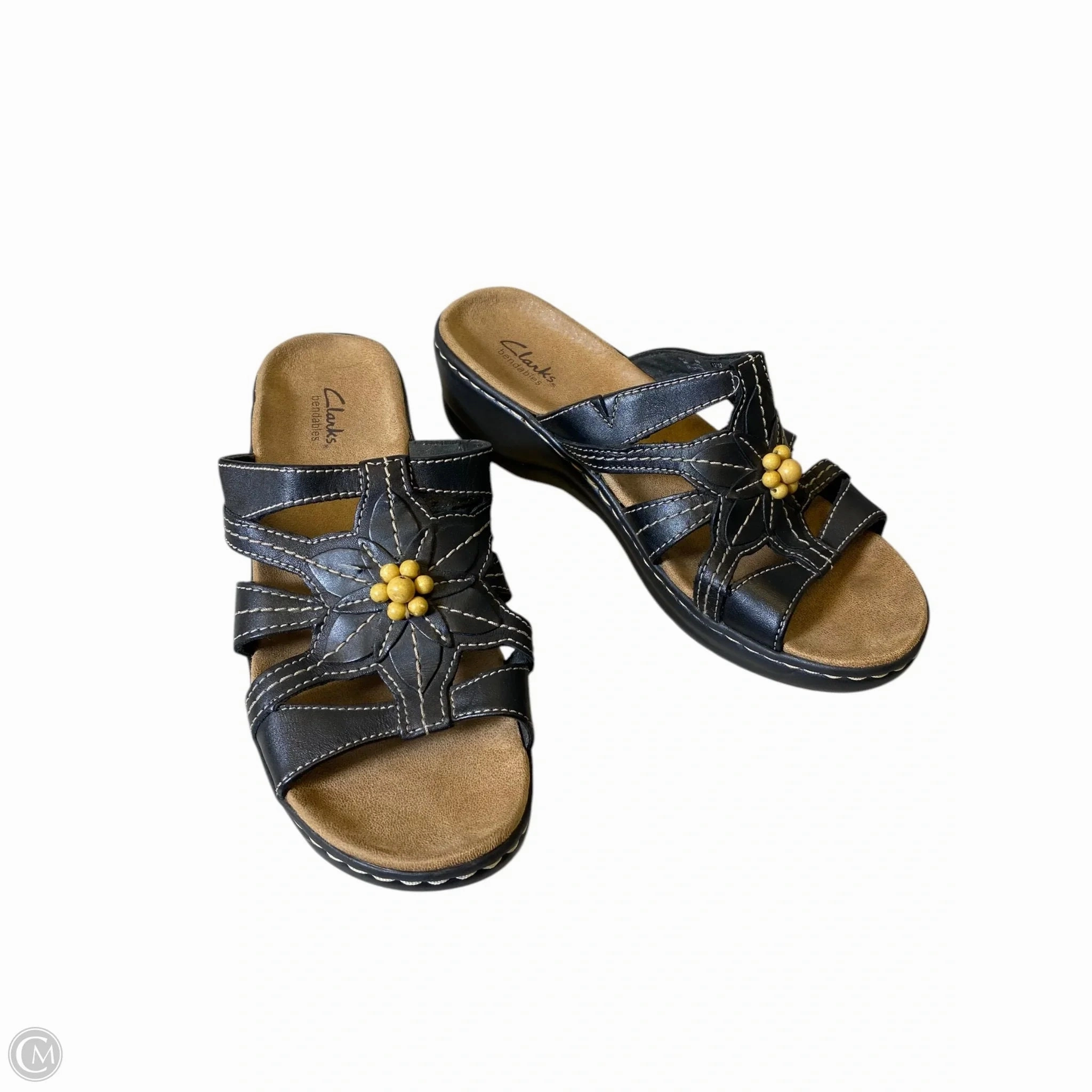 Shoes Heels Wedge By Clarks In Brown, Size: 9.5 Leather Footwear