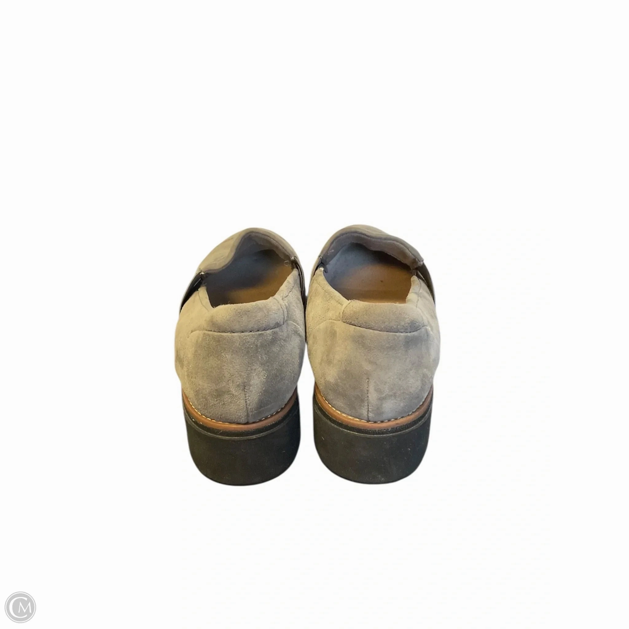 Shoes Heels Wedge By Clarks In Grey, Size: 9 Leather Footwear