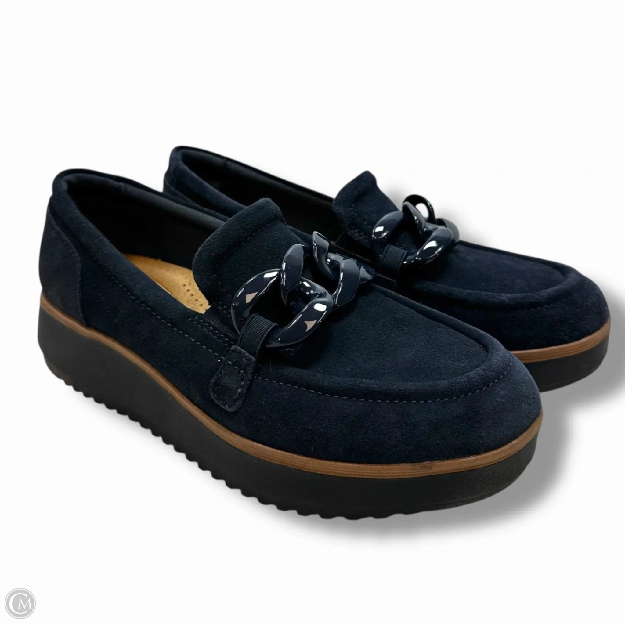 Shoes Heels Wedge By Clarks In Navy, Size: 7.5 Clarks leather shoes for daily wear