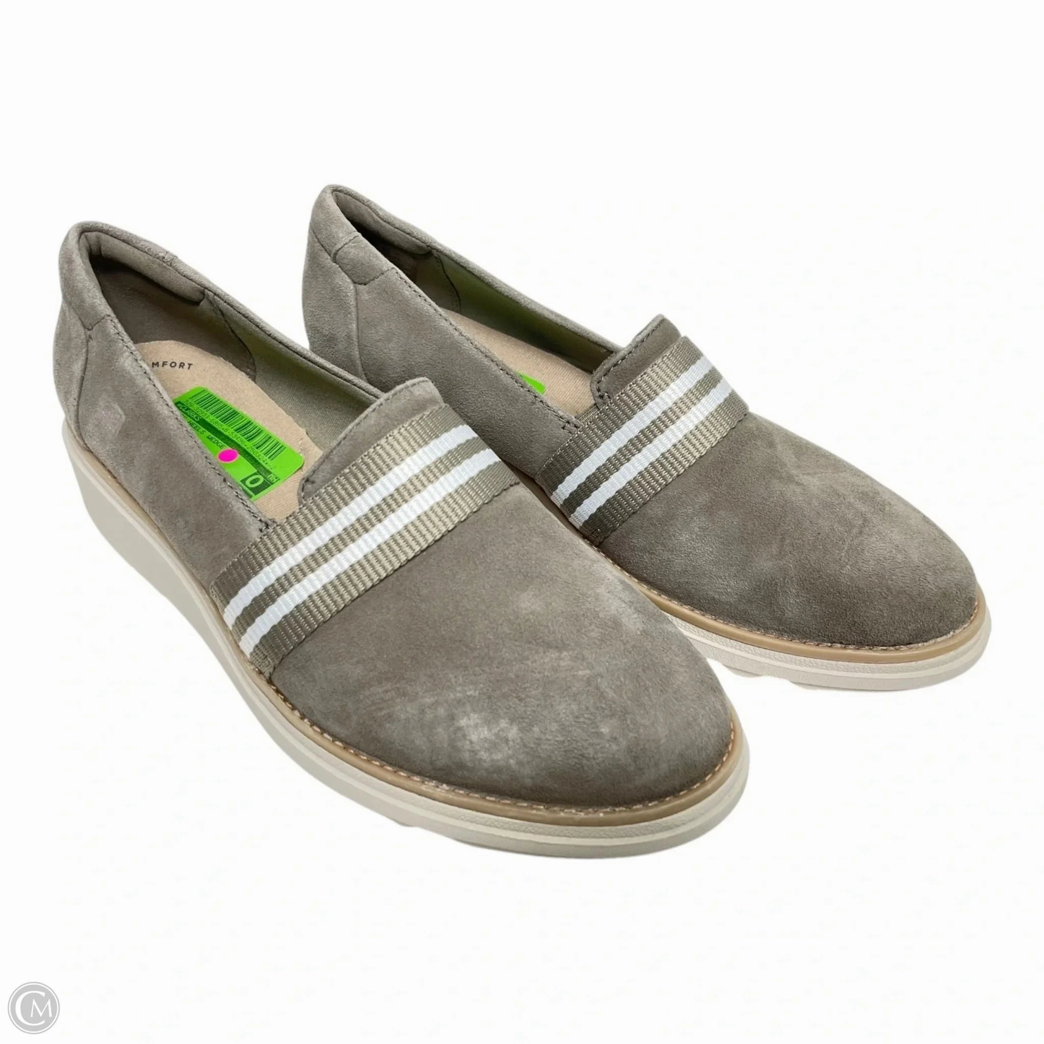 Shoes Heels Wedge By Clarks In Taupe, Size: 6.5 Leather Footwear