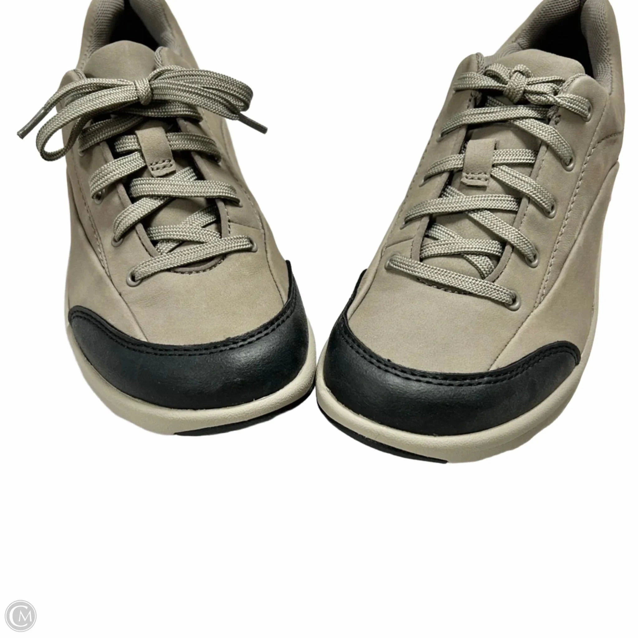 Shoes Sneakers By Clarks In Black & Grey, Size: 8 Leather Footwear