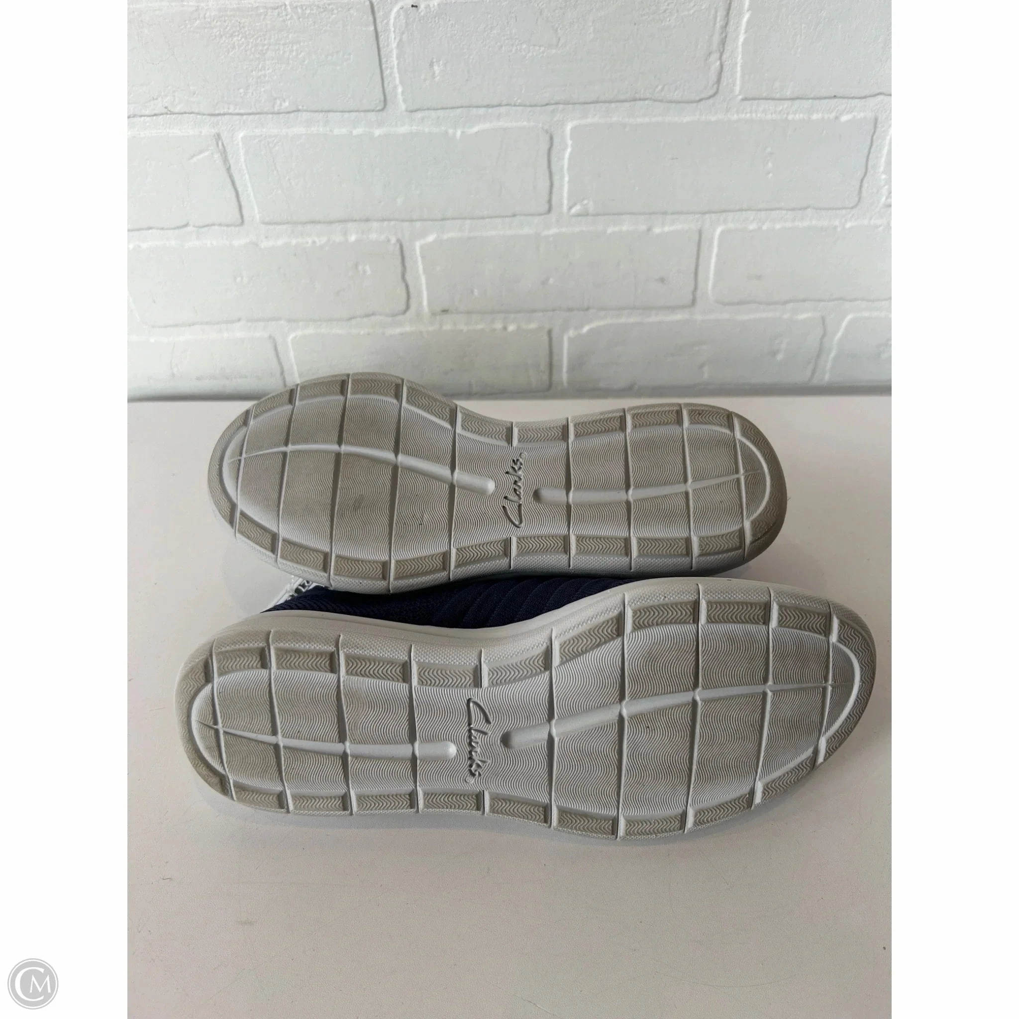 Shoes Sneakers By Clarks In Blue & White, Size: 9 Leather Footwear