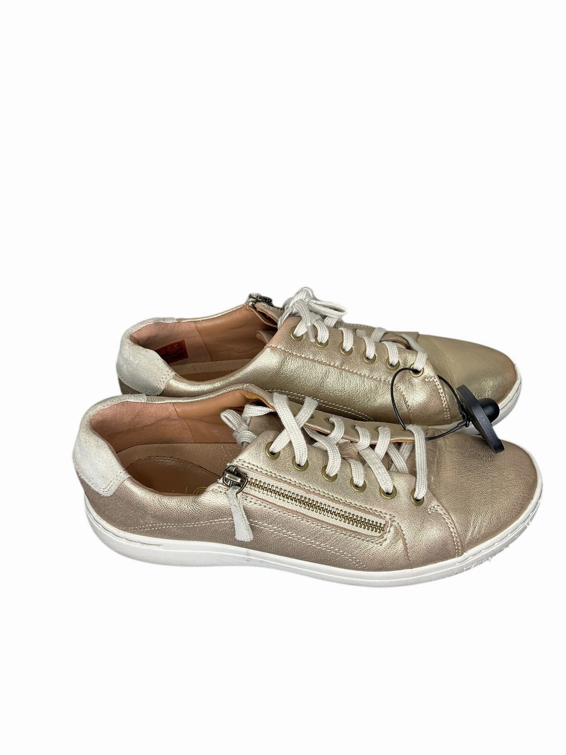 Shoes Sneakers By Clarks In Gold, Size: 11 Leather Footwear