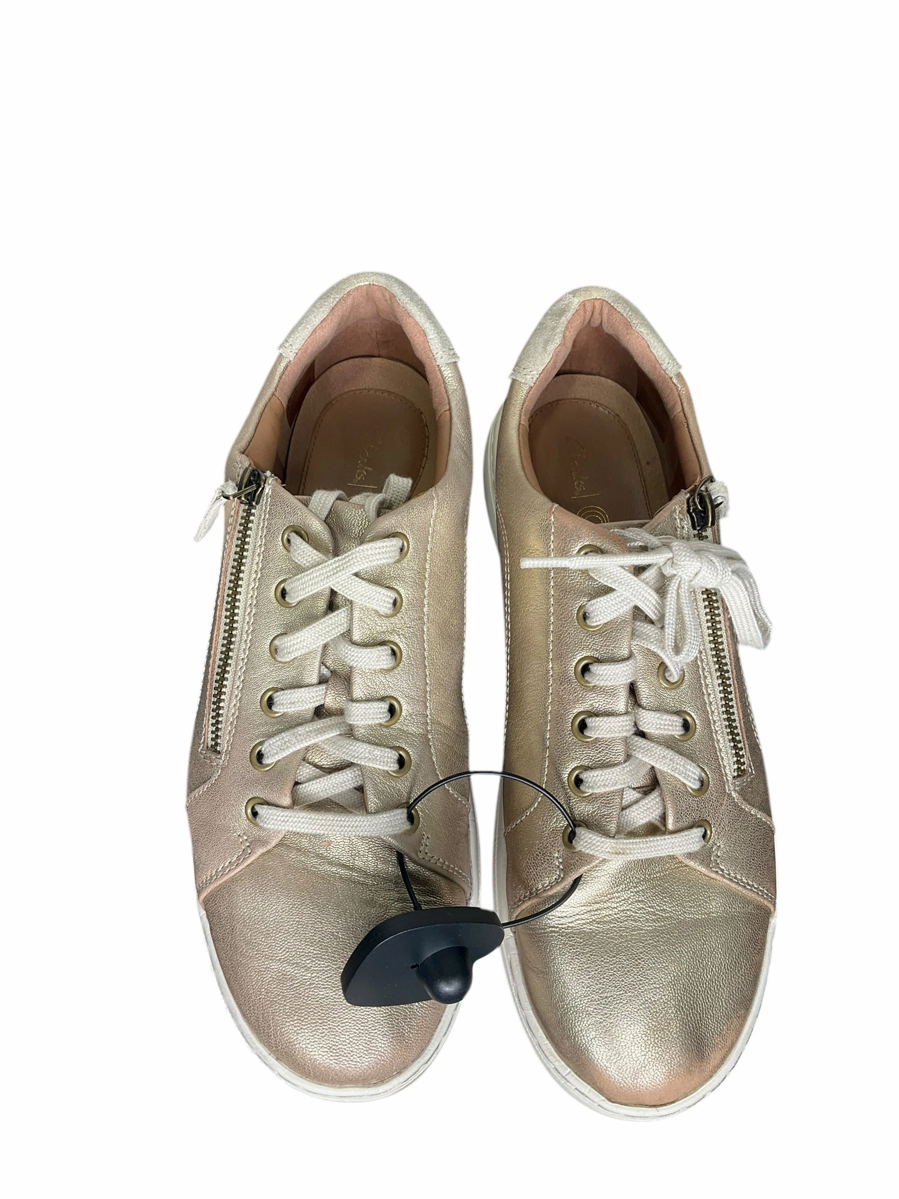 Shoes Sneakers By Clarks In Gold, Size: 11 Leather Footwear