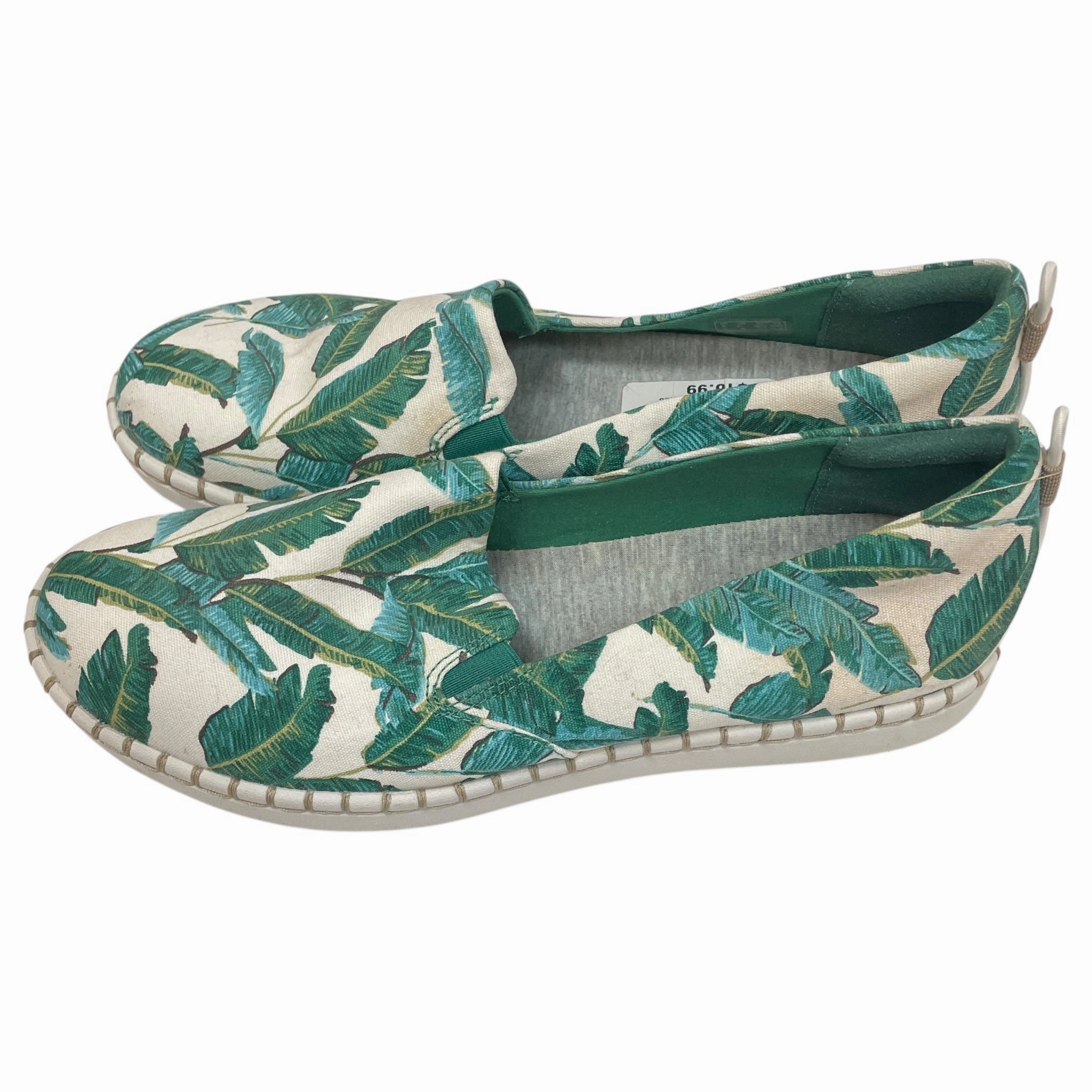 Shoes Sneakers By Clarks In Green & White, Size:8.5 Leather Footwear