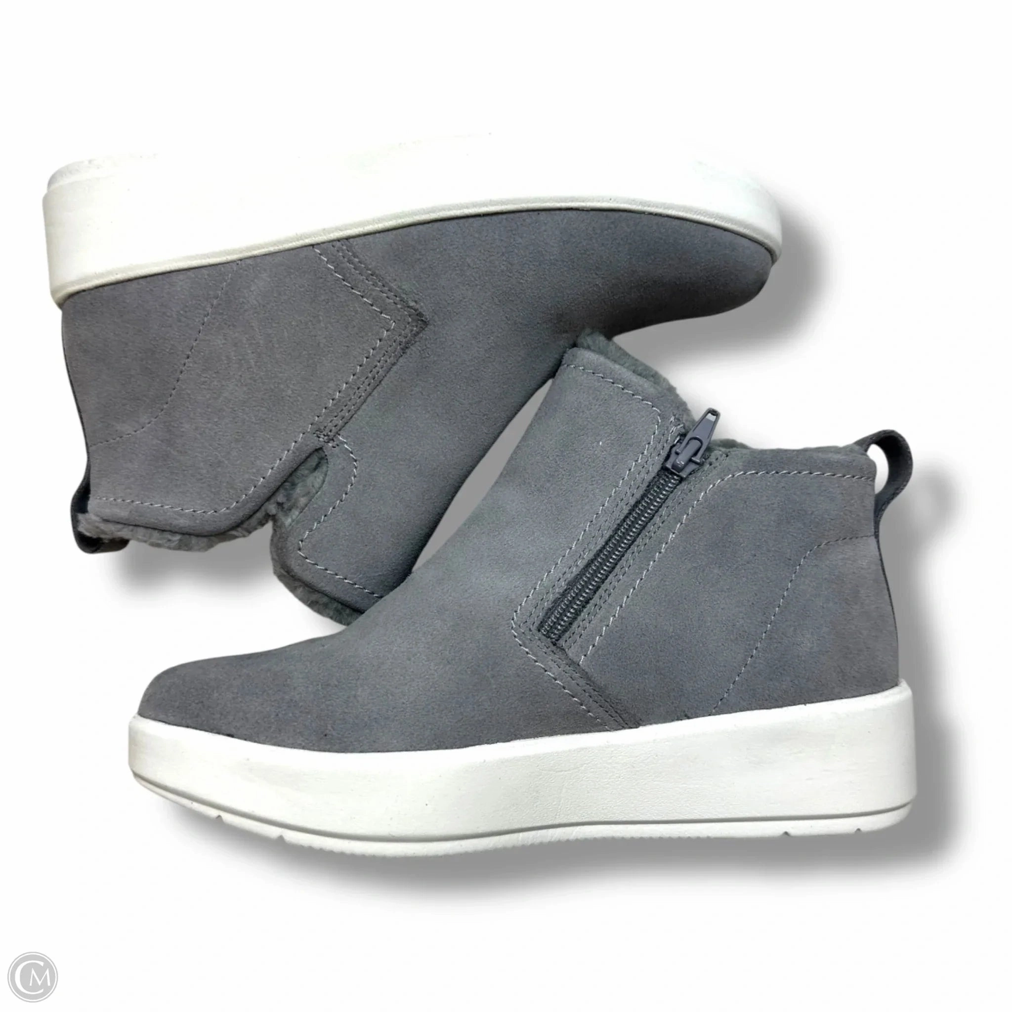 Shoes Sneakers By Clarks In Grey, Size: 6.5 Leather Footwear