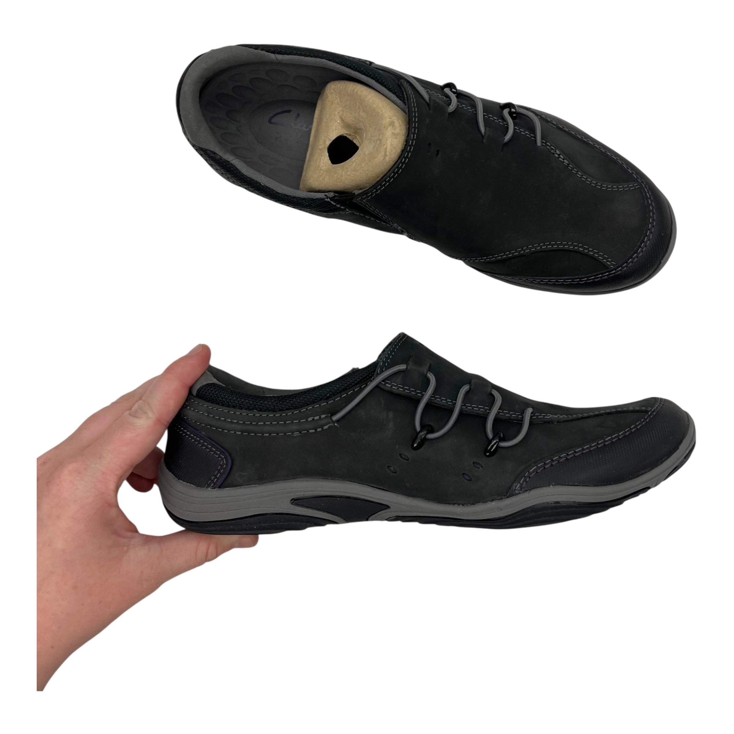 Shoes Sneakers By Clarks In Grey, Size:8.5 Leather Footwear