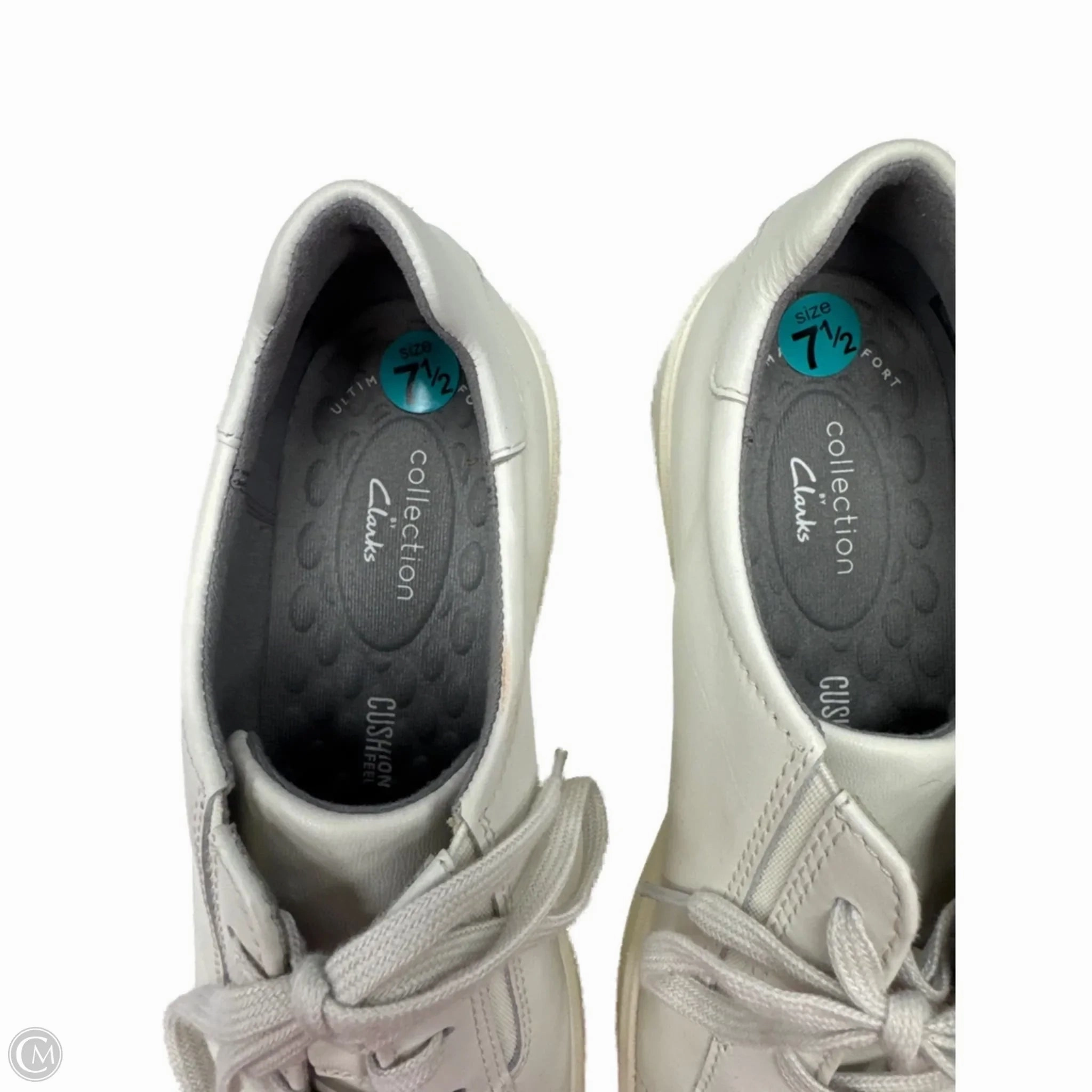 Shoes Sneakers By Clarks In White, Size: 7.5 Leather Footwear