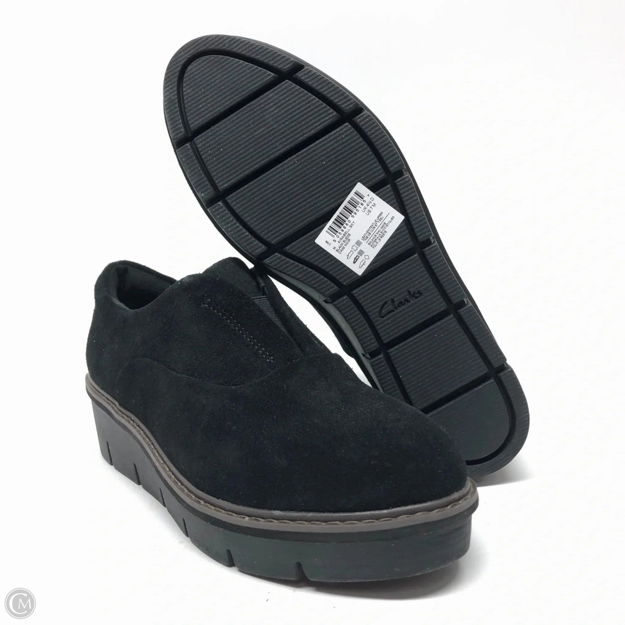 Shoes Sneakers Platform By Clarks In Black, Size: 7 Leather Footwear