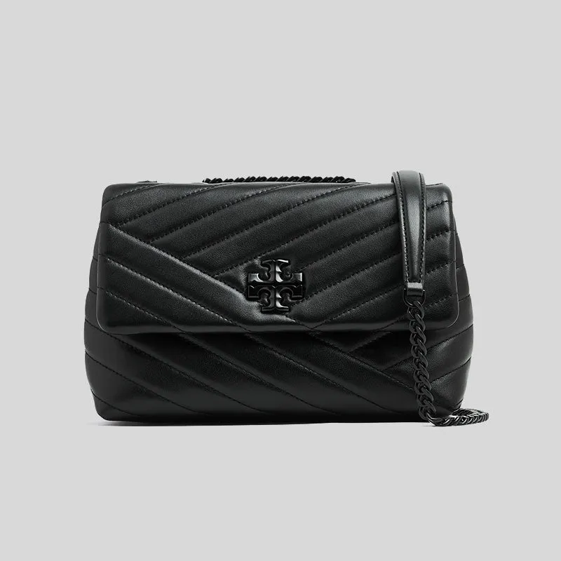 Tory Burch Bags TORY BURCH Kira Small Chevron Convertible Shoulder Bag Black/Silver 90856