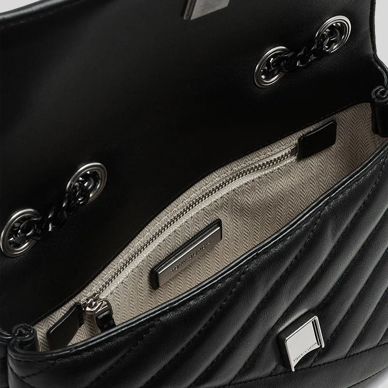Tory Burch Bags TORY BURCH Kira Small Chevron Convertible Shoulder Bag Black/Silver 90856