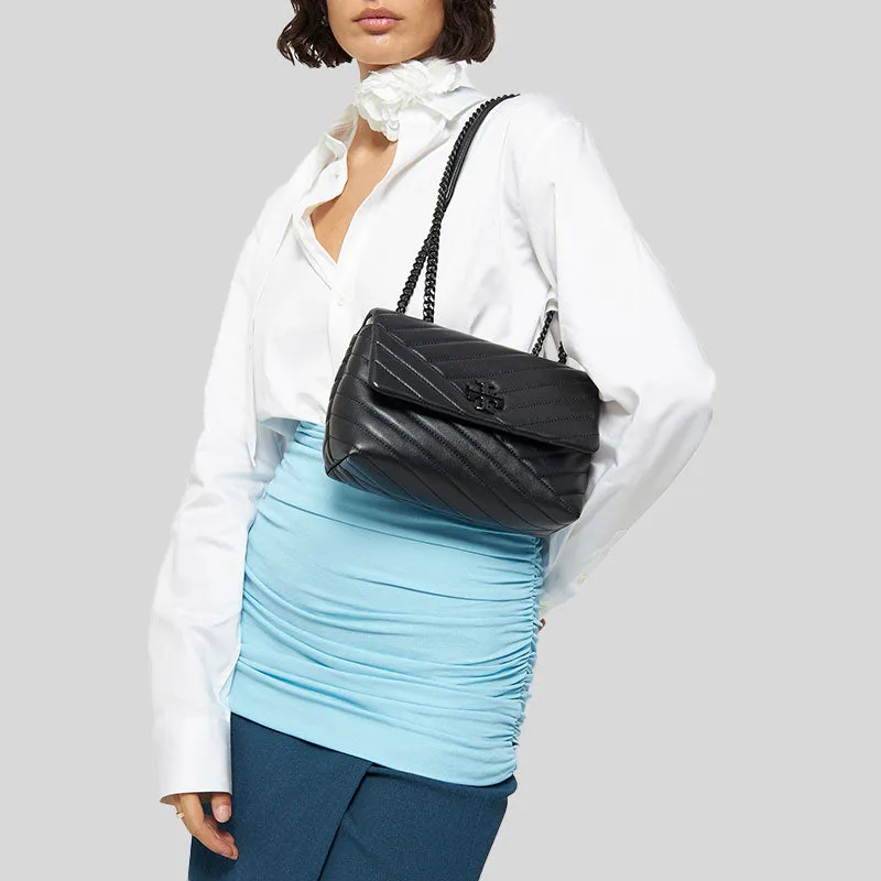 Tory Burch Bags TORY BURCH Kira Small Chevron Convertible Shoulder Bag Black/Silver 90856