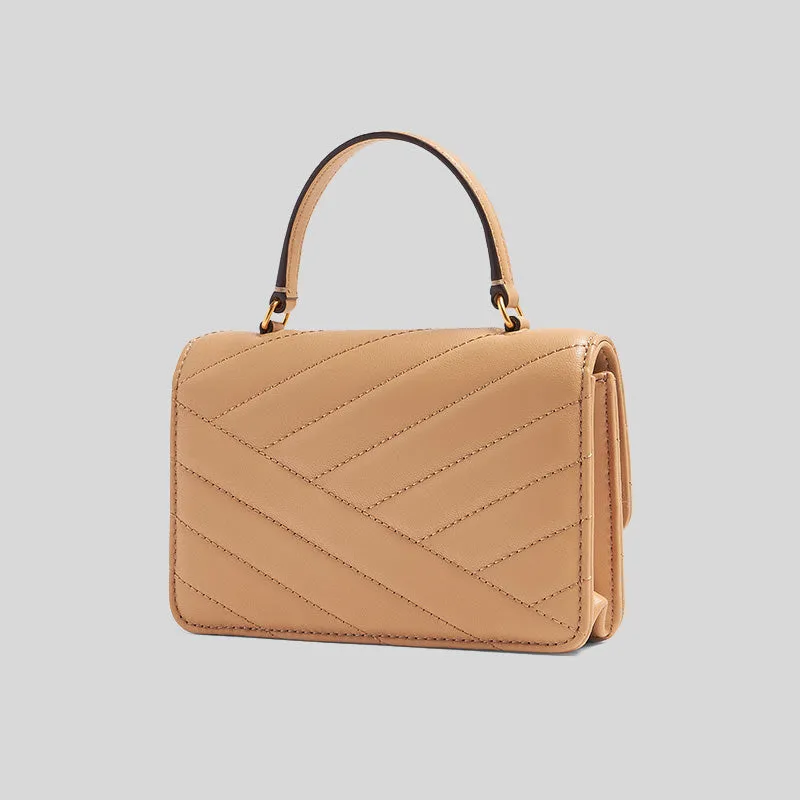 Tory Burch Bags TORY BURCH Mini Kira Chevron Top Handle Chain Wallet Desert Dune 152356