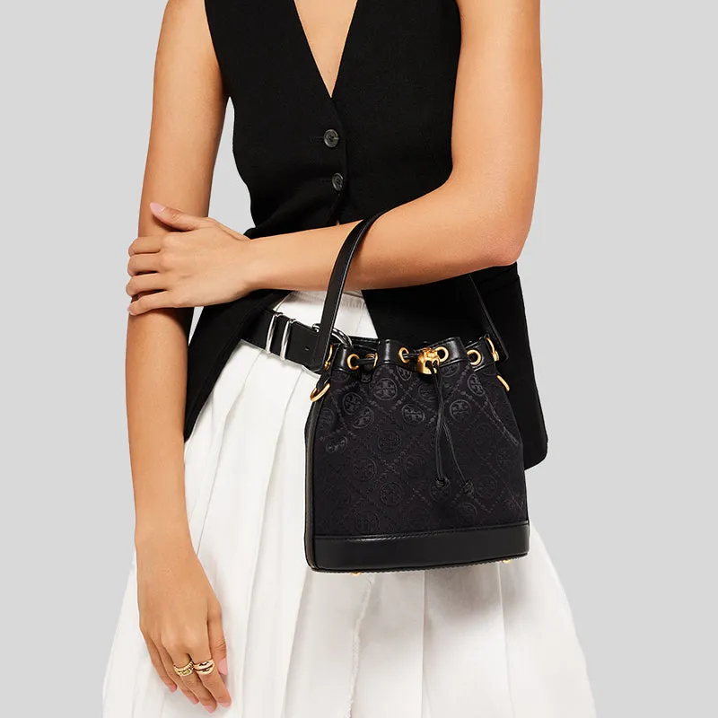 Tory Burch Bags TORY BURCH T Monogram Jacquard Bucket Bag Black 152127