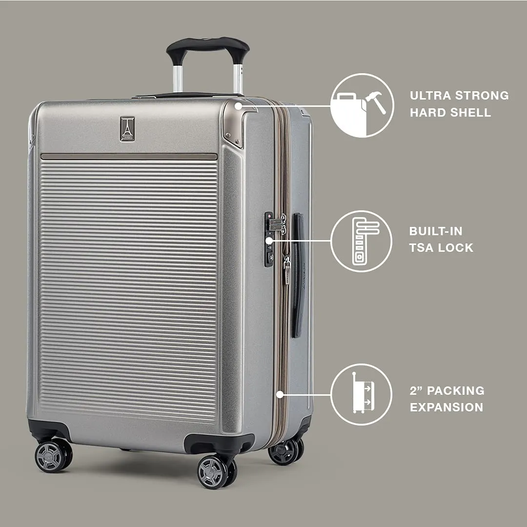 Travelpro Platinum Elite Checked Medium 25-Inch Hardside Expandable Spinner Wheel Luggage TSA Lock Hard Shell Polycarbonate Suitcase Bags Travelpro