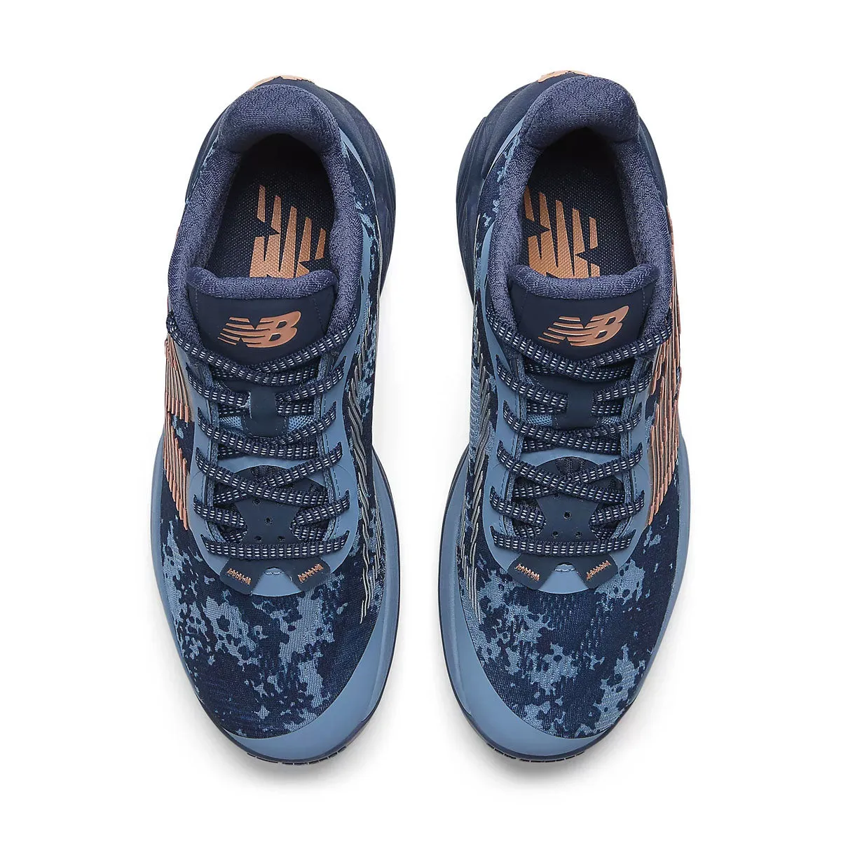 Two WXY B5 'Heron Blue Copper New Balance sneaker close-ups