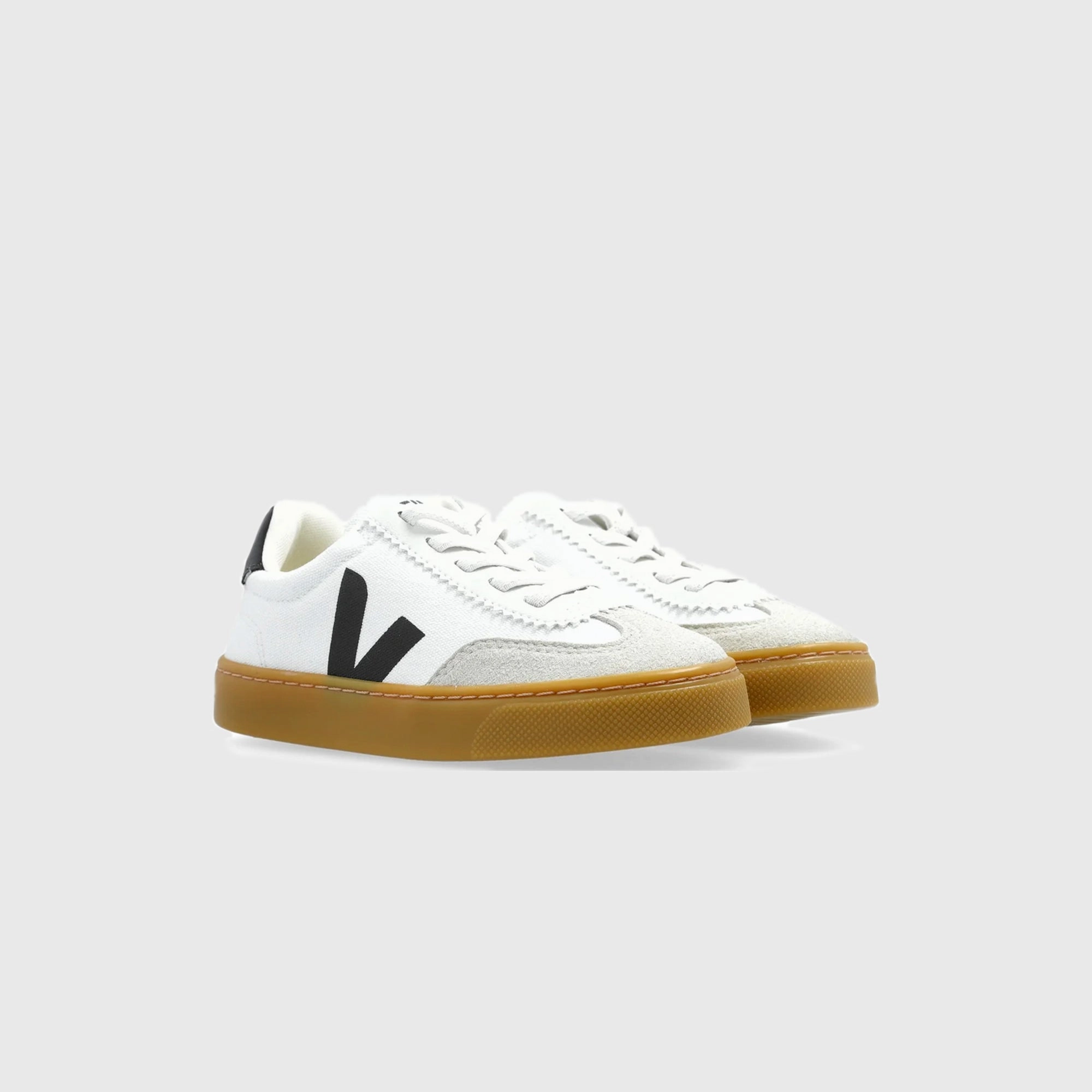 Veja Jr Small Volley - White / Black Minimalist Walking Shoes