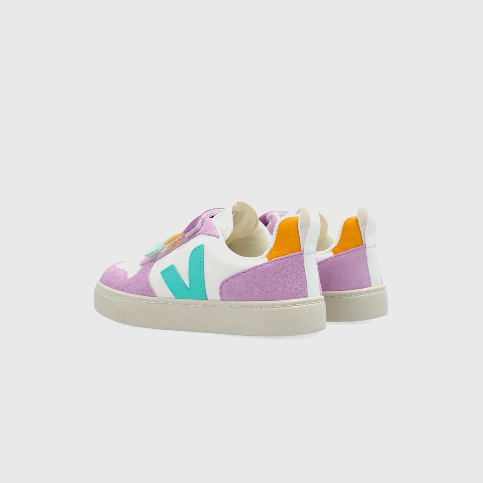Veja Kids V-10 - Extra White / Multico / Fresh Mint Minimalist Walking Shoes
