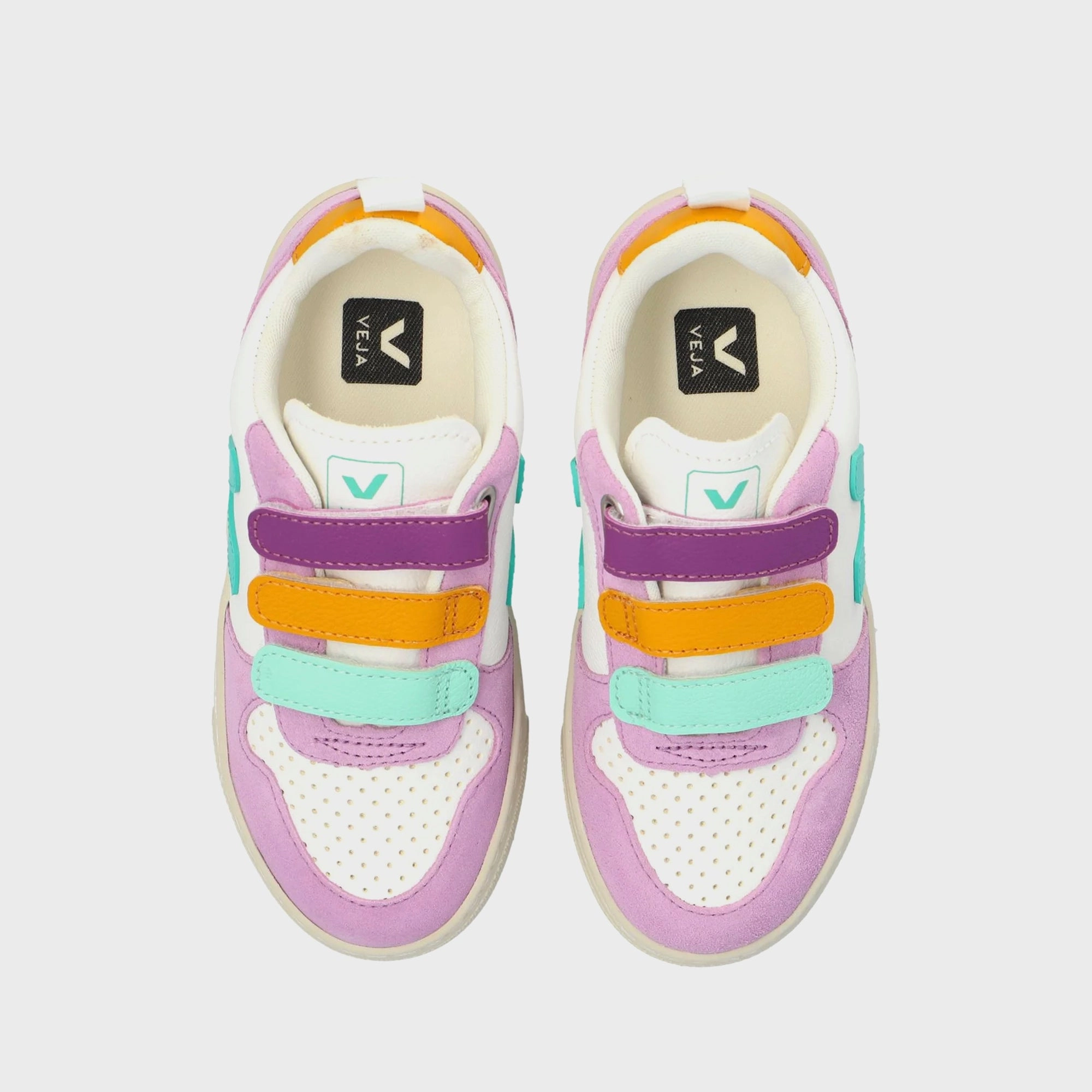 Veja Kids V-10 - Extra White / Multico / Fresh Mint Minimalist Walking Shoes