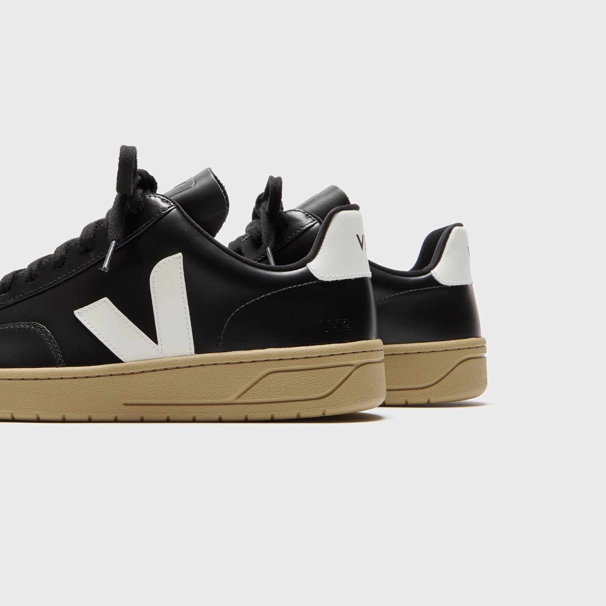 Veja V-12 - Extra Black / White Dune Minimalist Walking Shoes