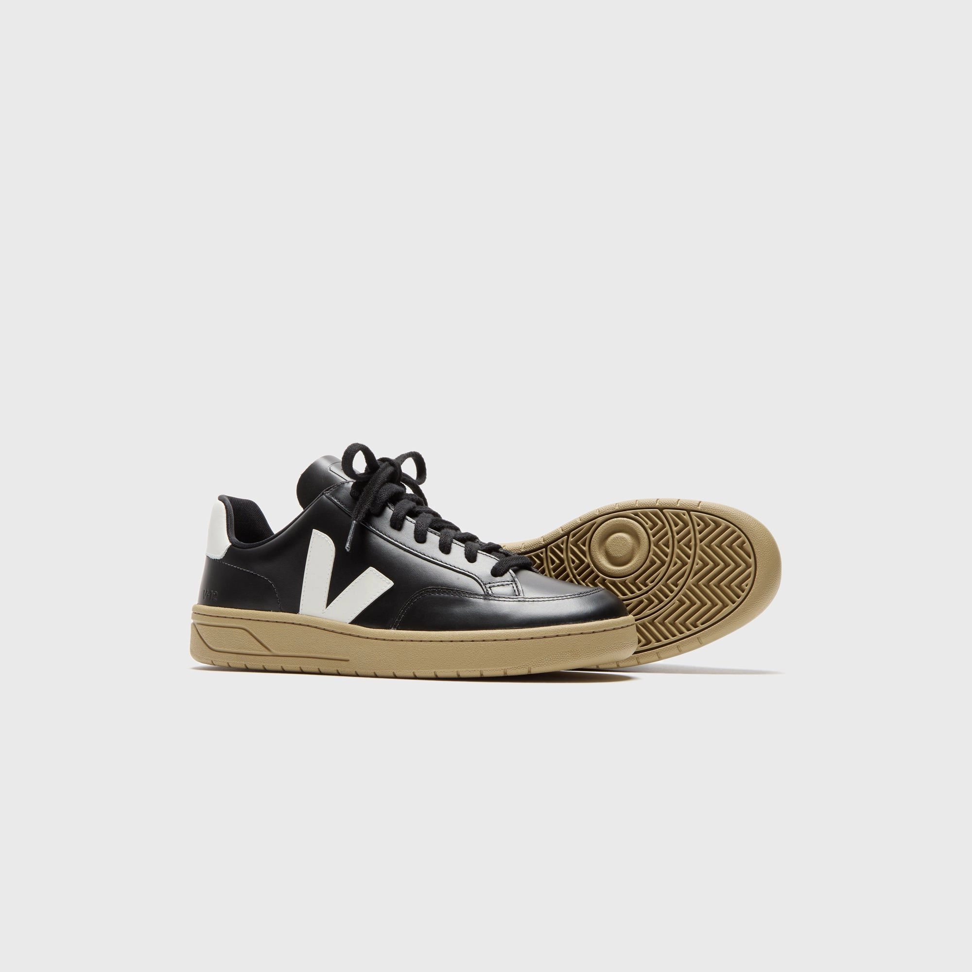 Veja V-12 - Extra Black / White Dune Minimalist Walking Shoes