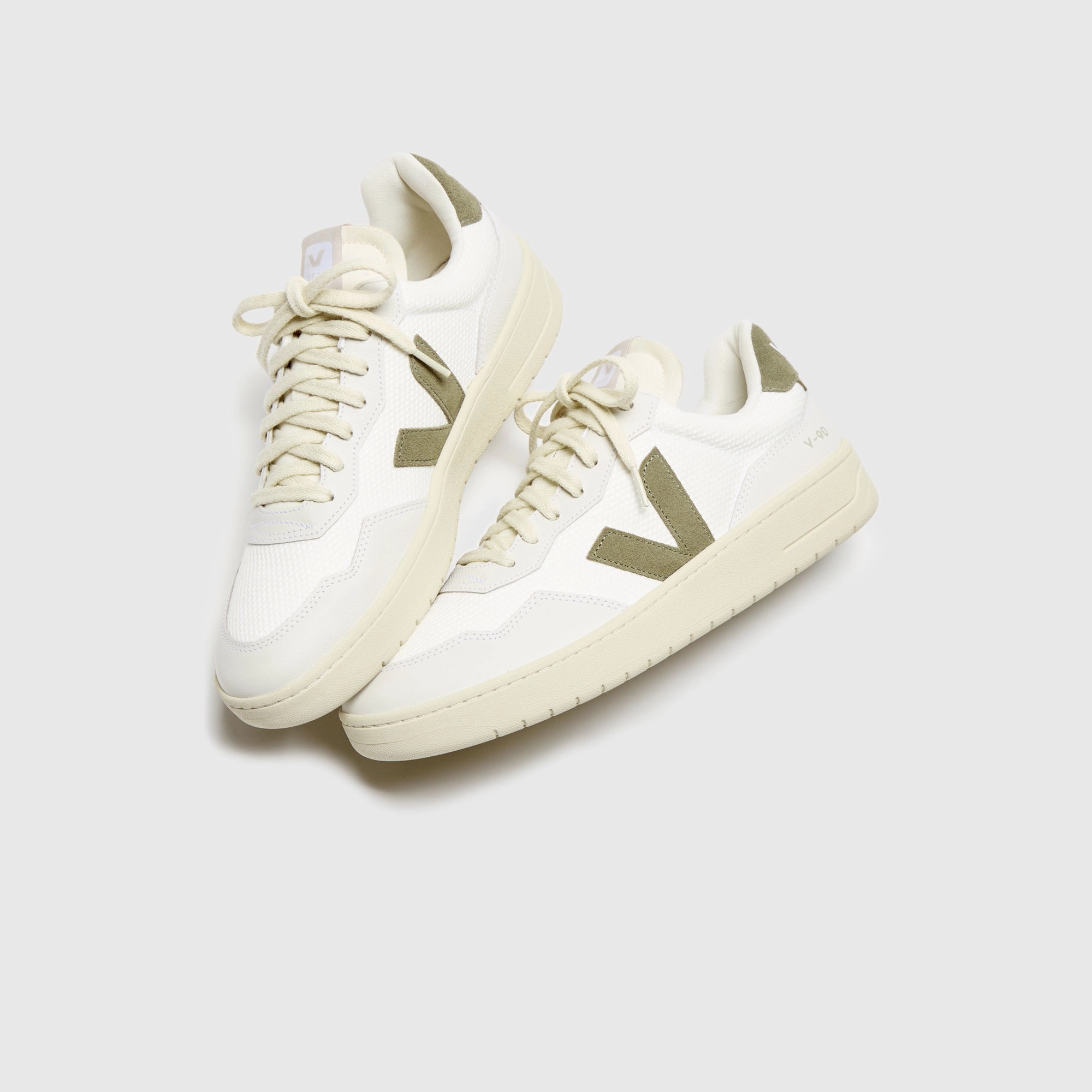Veja V-90 - White / Kaki Minimalist Walking Shoes