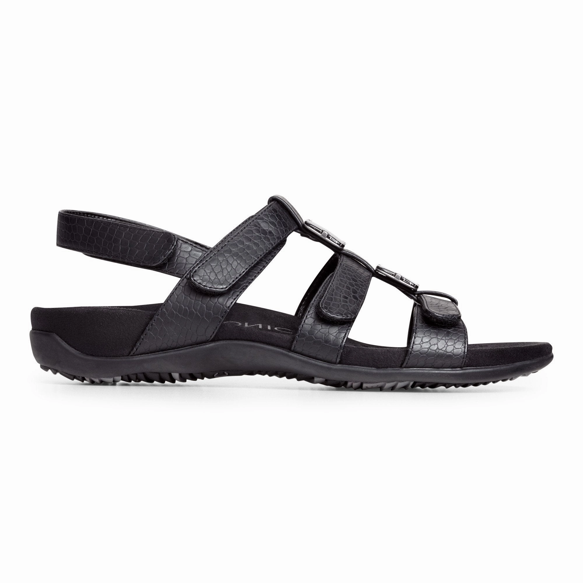 VIONIC AMBER SANDAL BLACK CROCODILE - FINAL SALE! Vionic orthotic shoes with podiatrist design